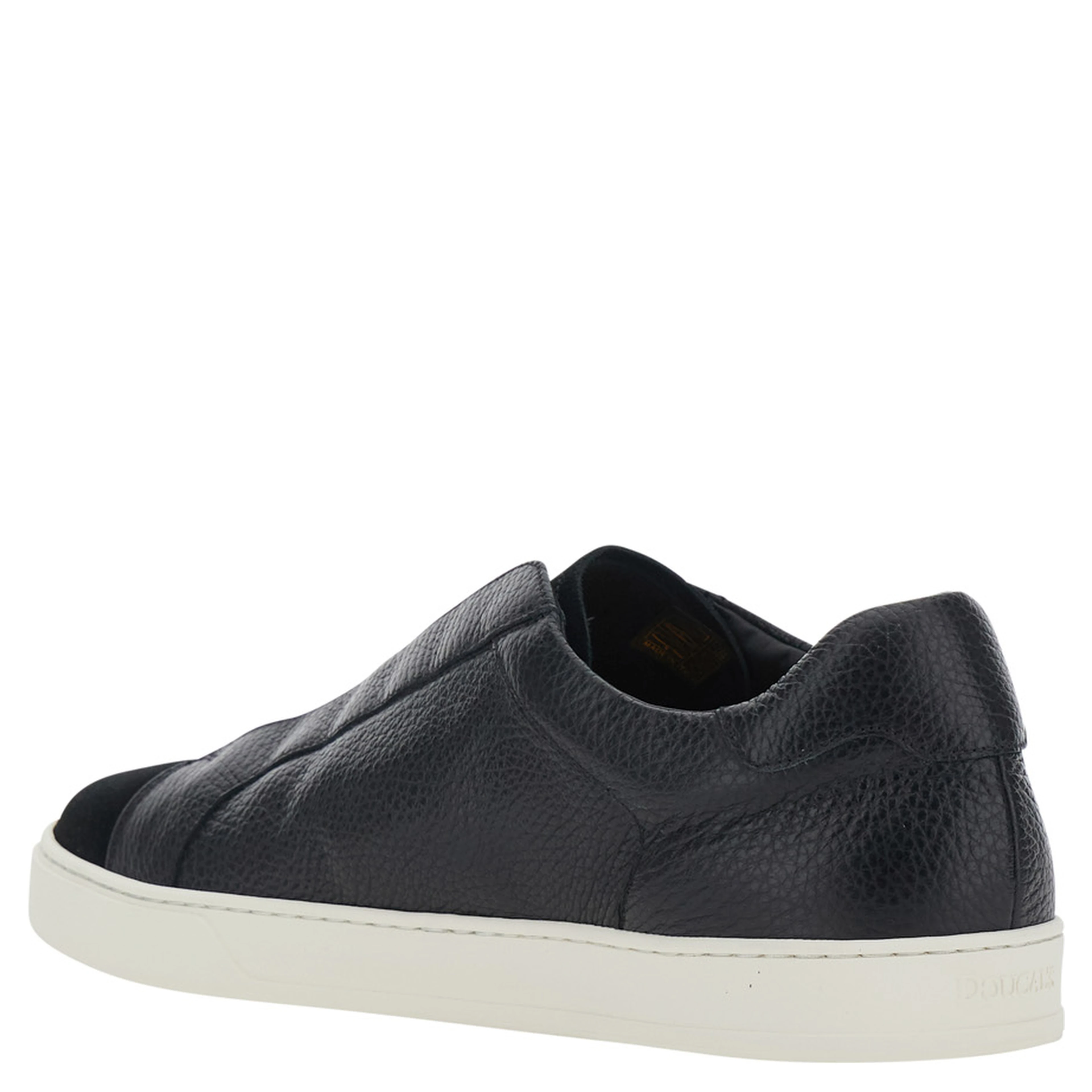 Spencer Black Low Top Sneakers with Slip-On design in Leather men