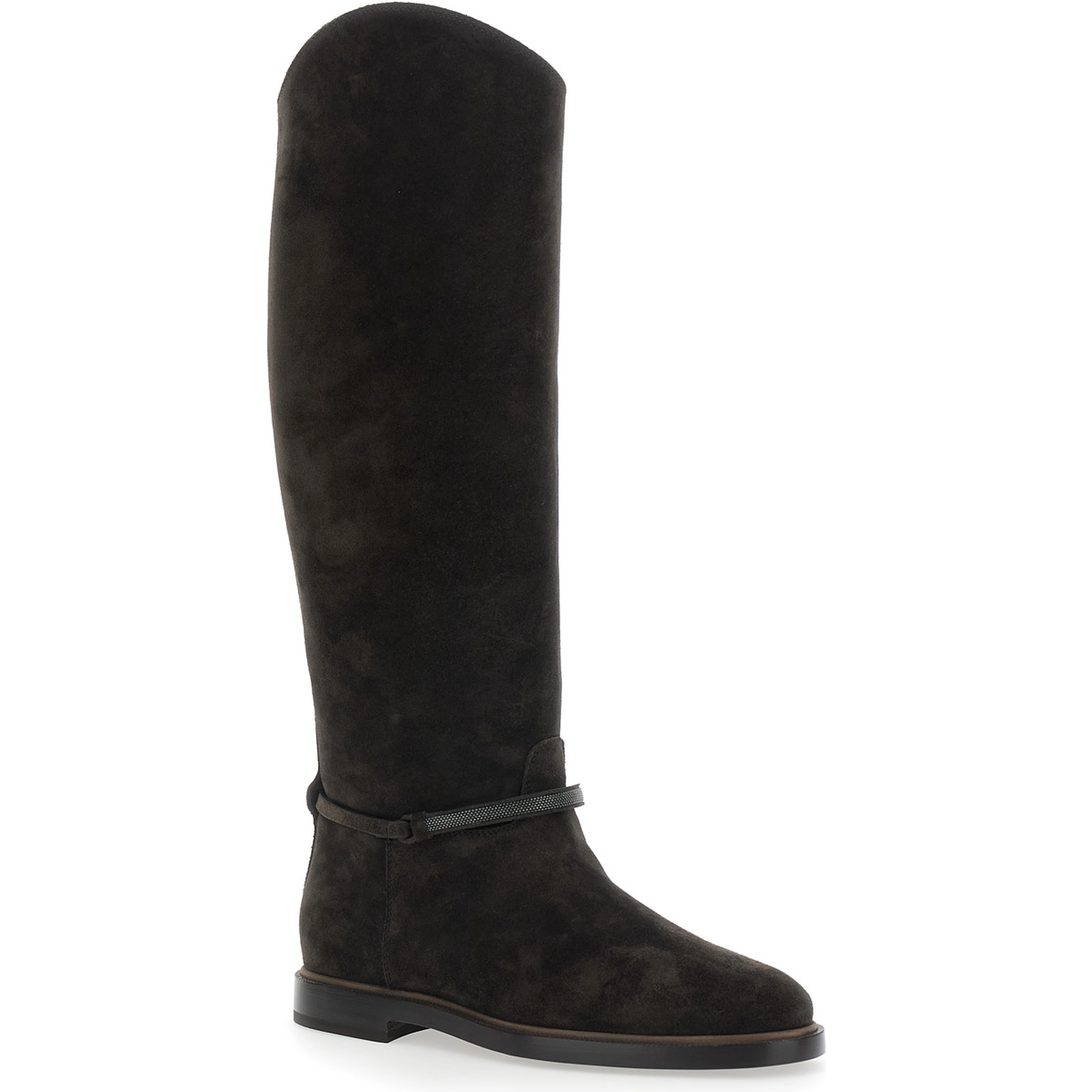 brown Boots with Monile detail on the side in suede for women