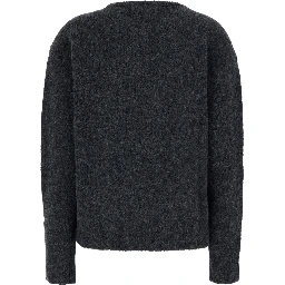 Keira Gray Crew Neck Sweater with Argyle Motif on the Front in Blend Wool for Women