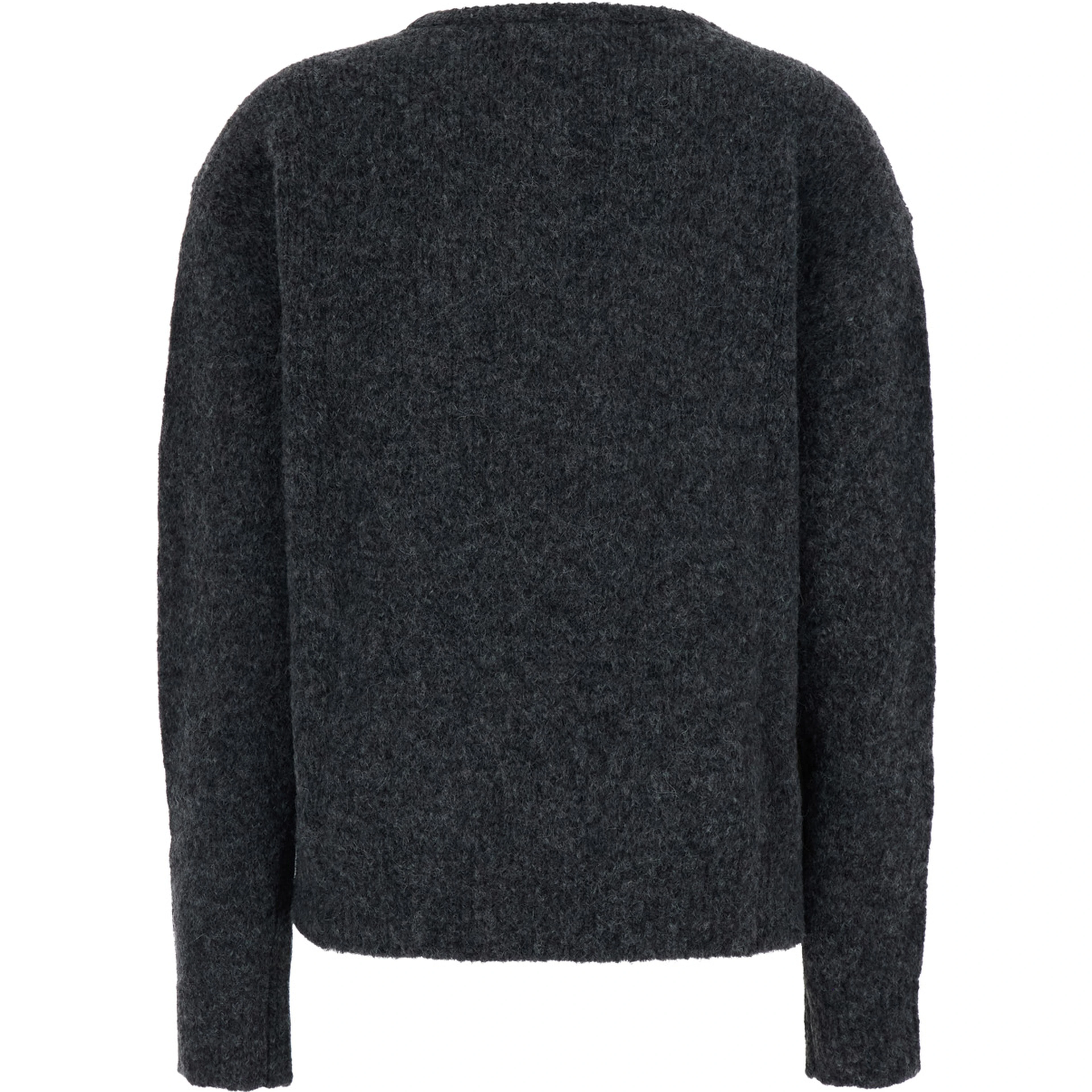 Keira Gray Crew Neck Sweater with Argyle Motif on the Front in Blend Wool for Women