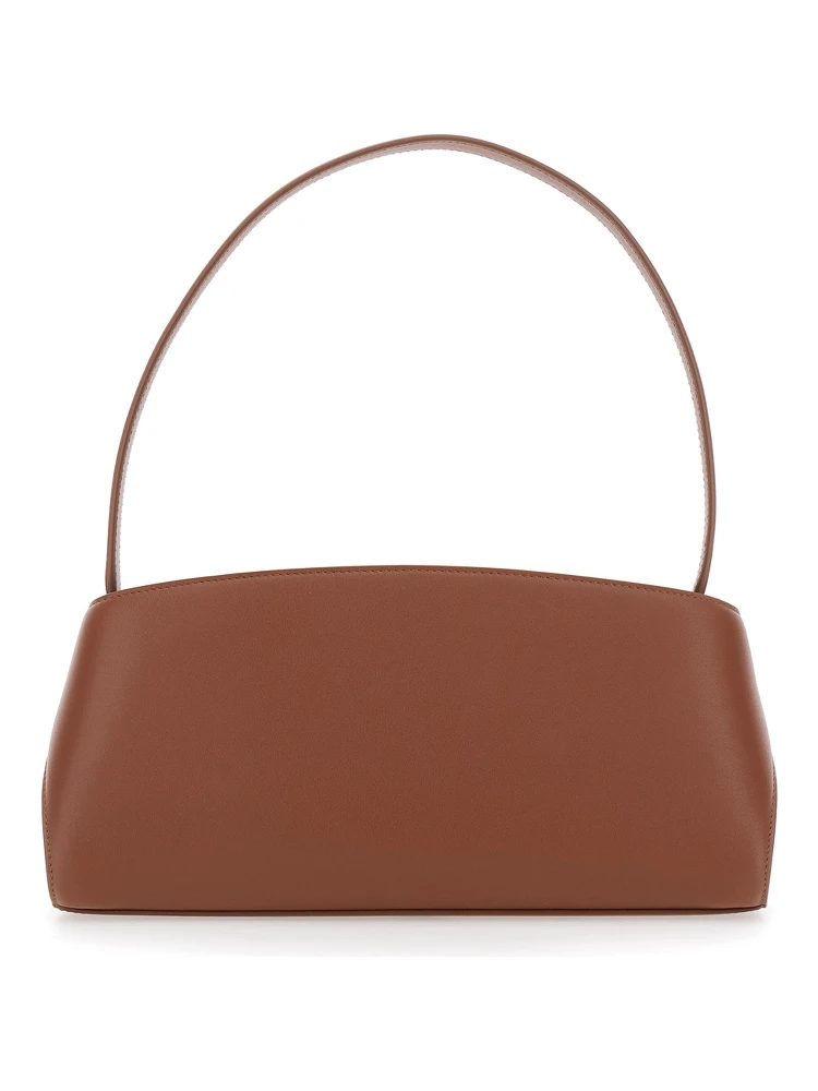 Hug East West Brown Shoulder bag with shoulder strap and straps on the front in leather for women alternative