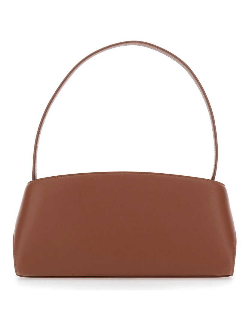 Hug East West Brown Shoulder bag with shoulder strap and straps on the front in leather for women