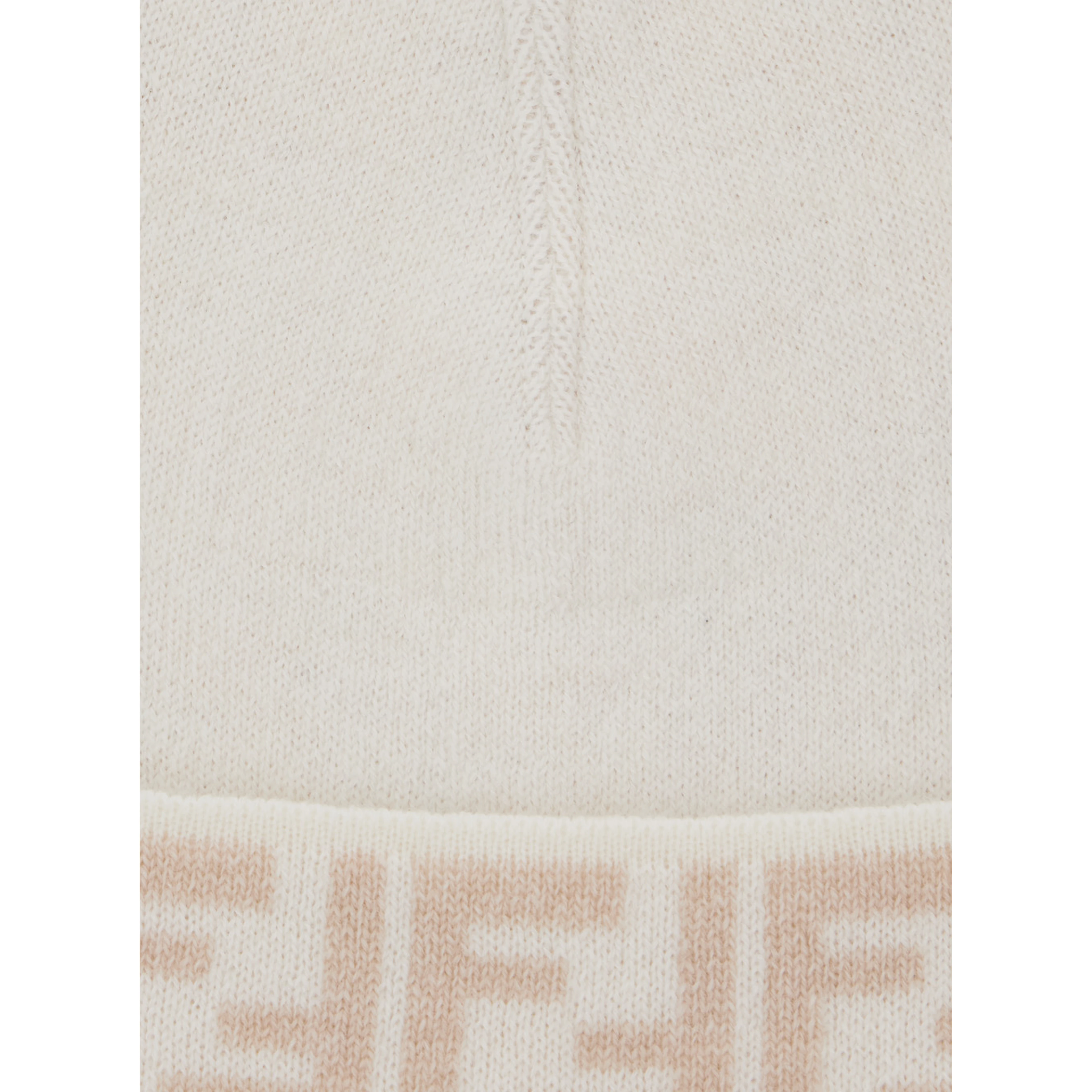 White Reversible Beanie with FF Edge in Wool Blend for Boy