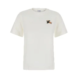 White T-shirt with EKD logo embroidered on the front in Cotton for women