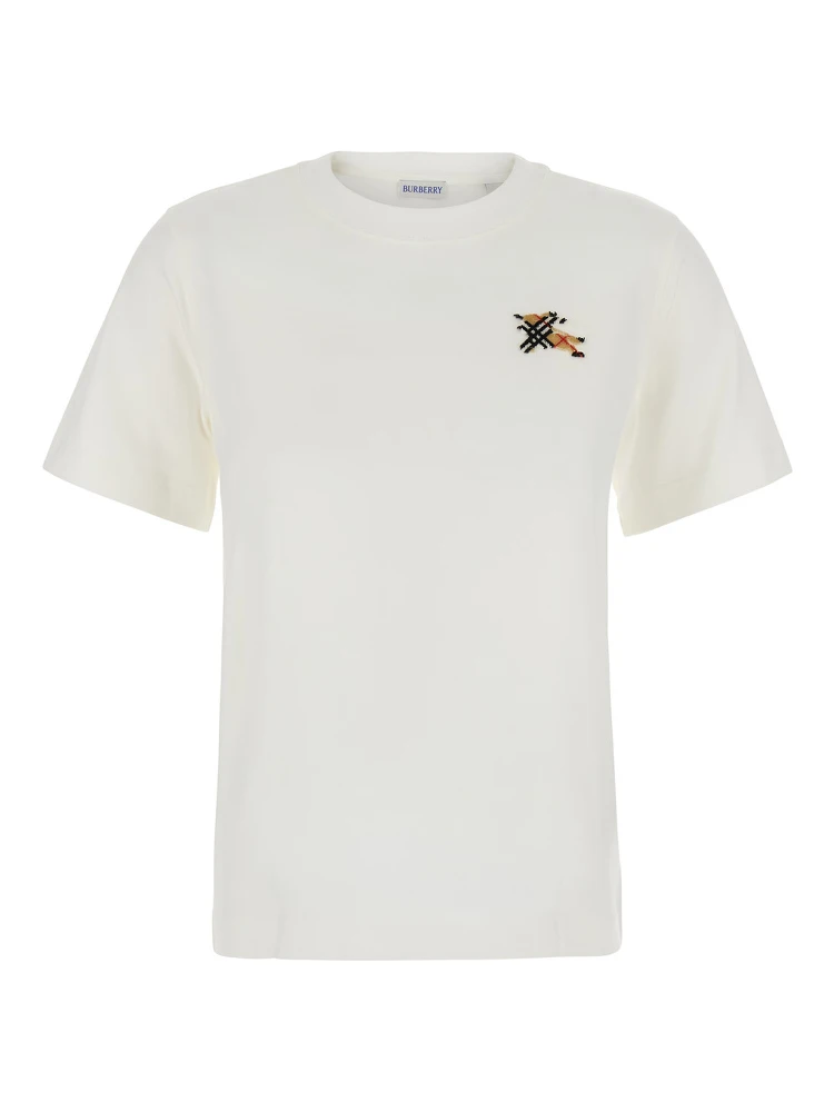 White T-shirt with EKD logo embroidered on the front in Cotton for women