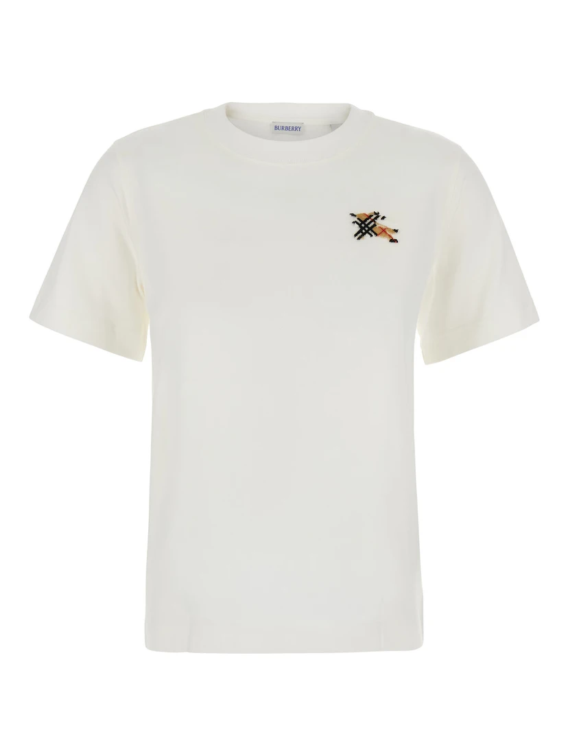 White T-shirt with EKD logo embroidered on the front in Cotton for women