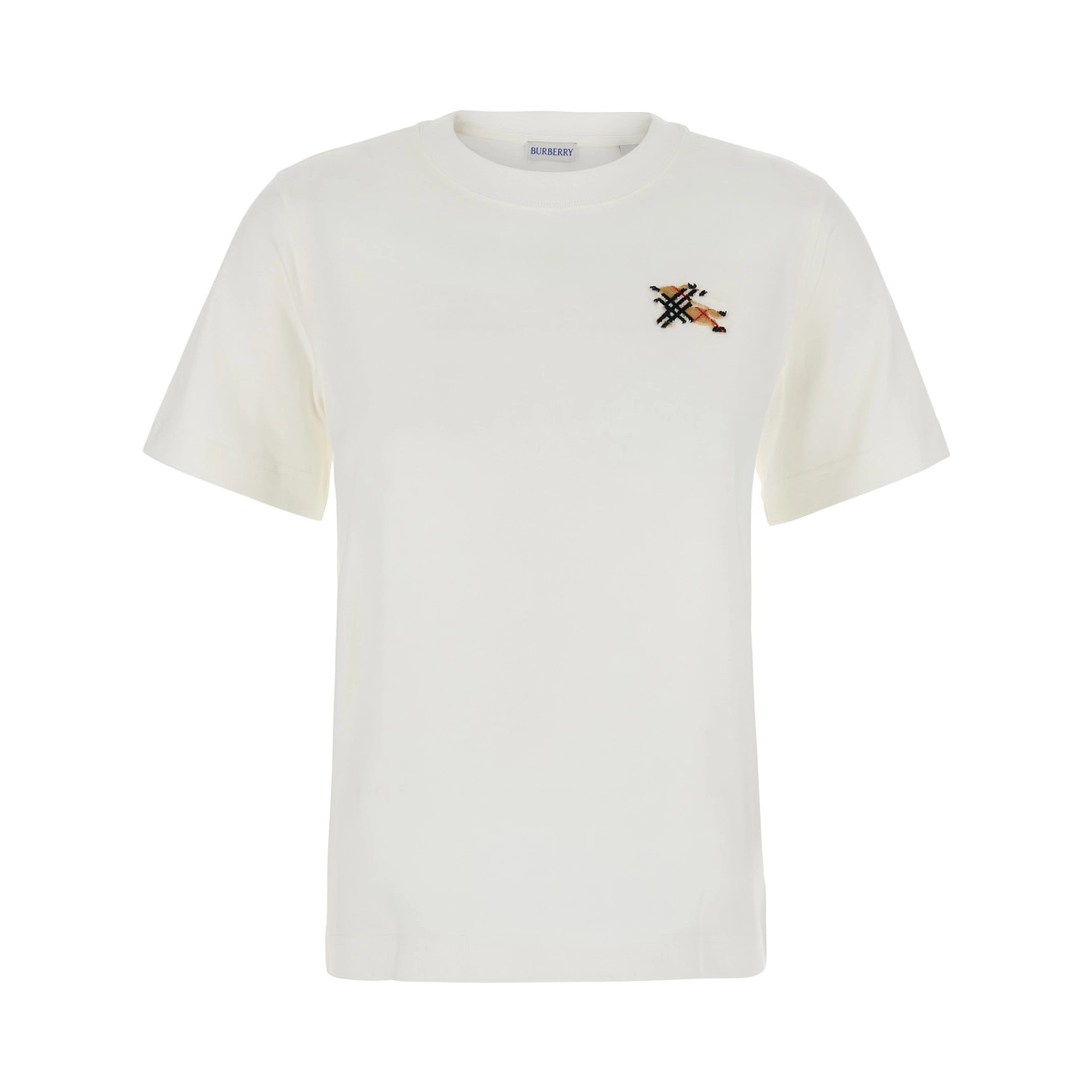 White T-shirt with EKD logo embroidered on the front in Cotton for women