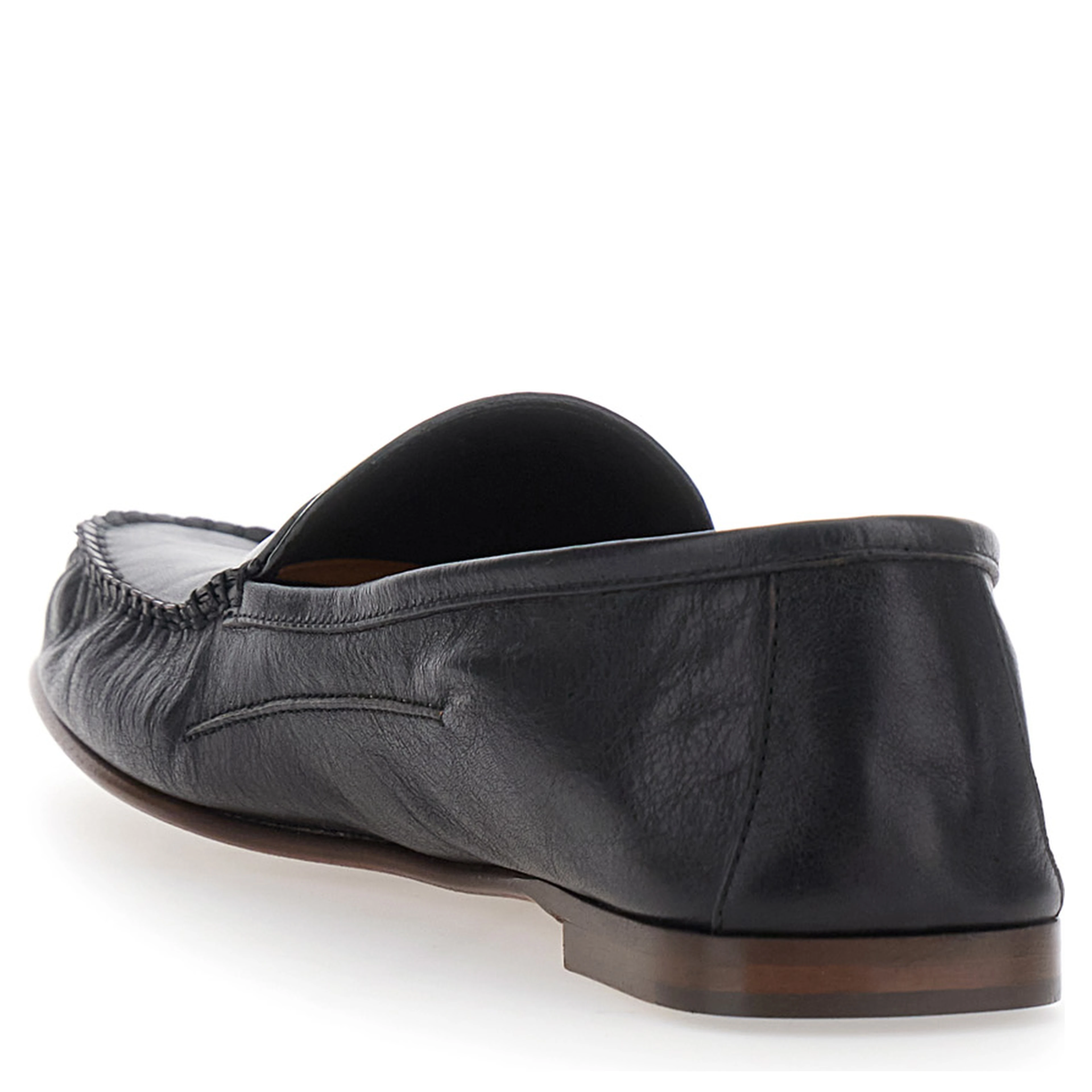 Black Loafers with Medusa Plaque in Leather for Men