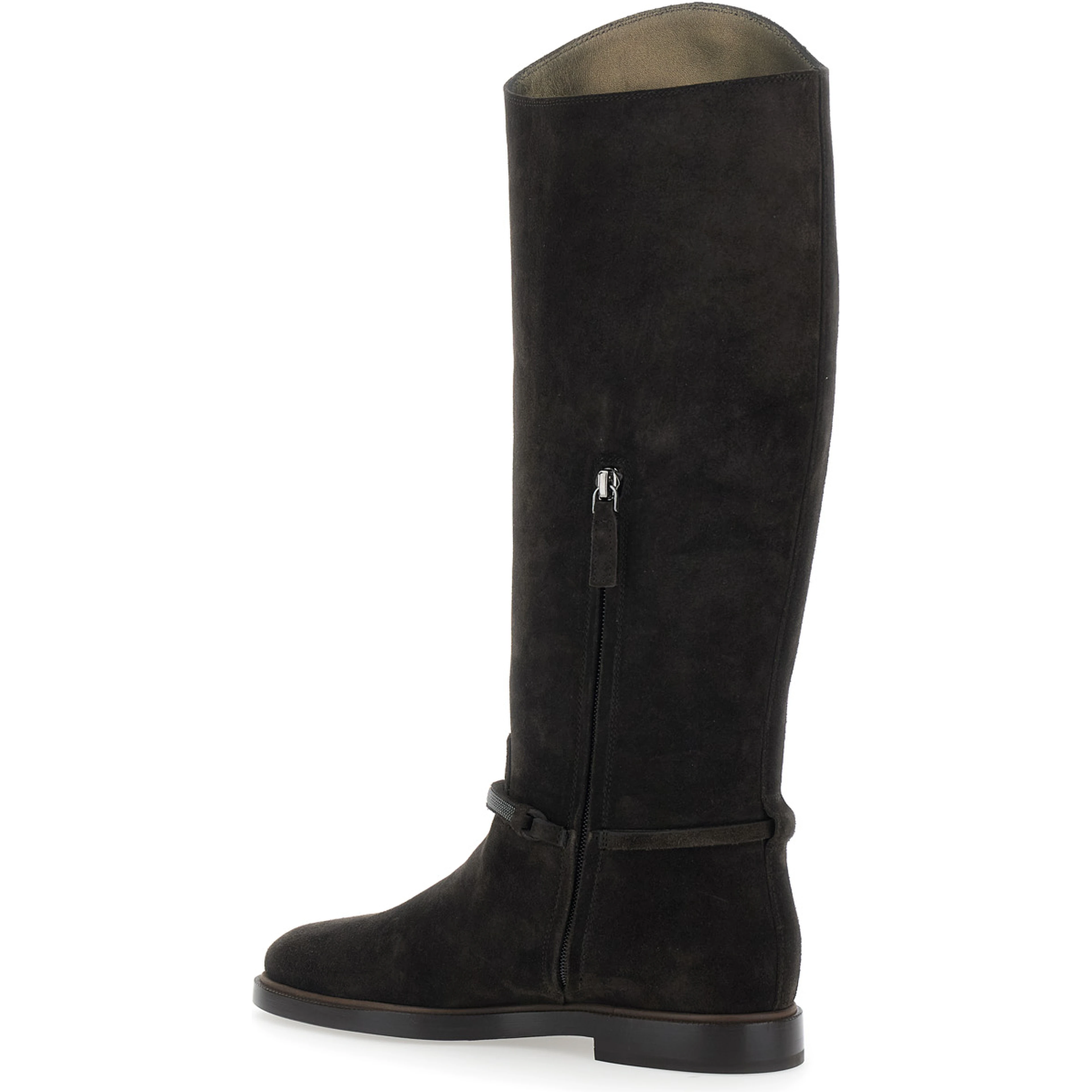 brown Boots with Monile detail on the side in suede for women