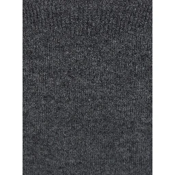 CANDY Grey Sweater with round neck and split cuffs in wool and cashmere for women