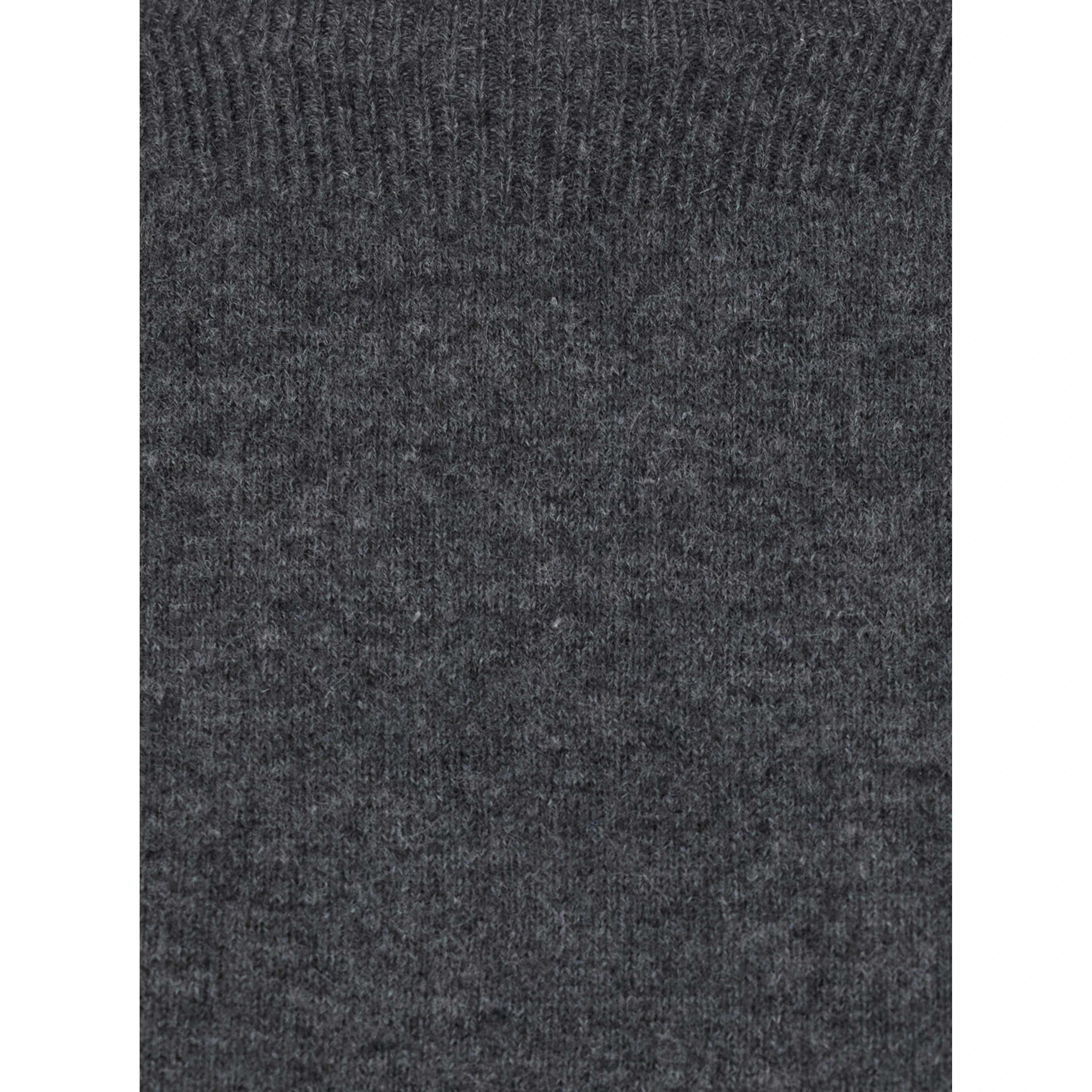 CANDY Grey Sweater with round neck and split cuffs in wool and cashmere for women