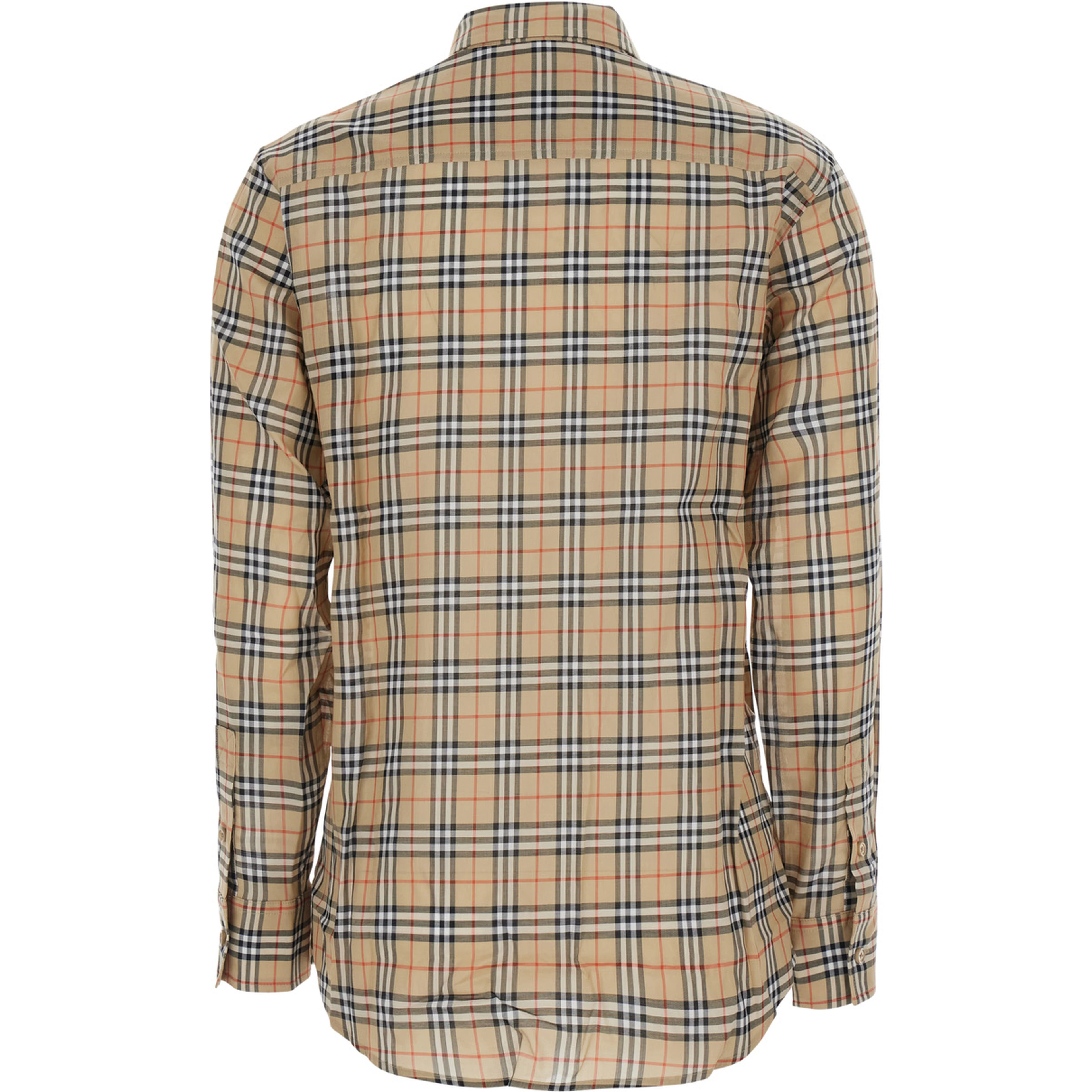 Emma Beige Shirt with EKD embroidery on the front and all-over Check motif in cotton for women
