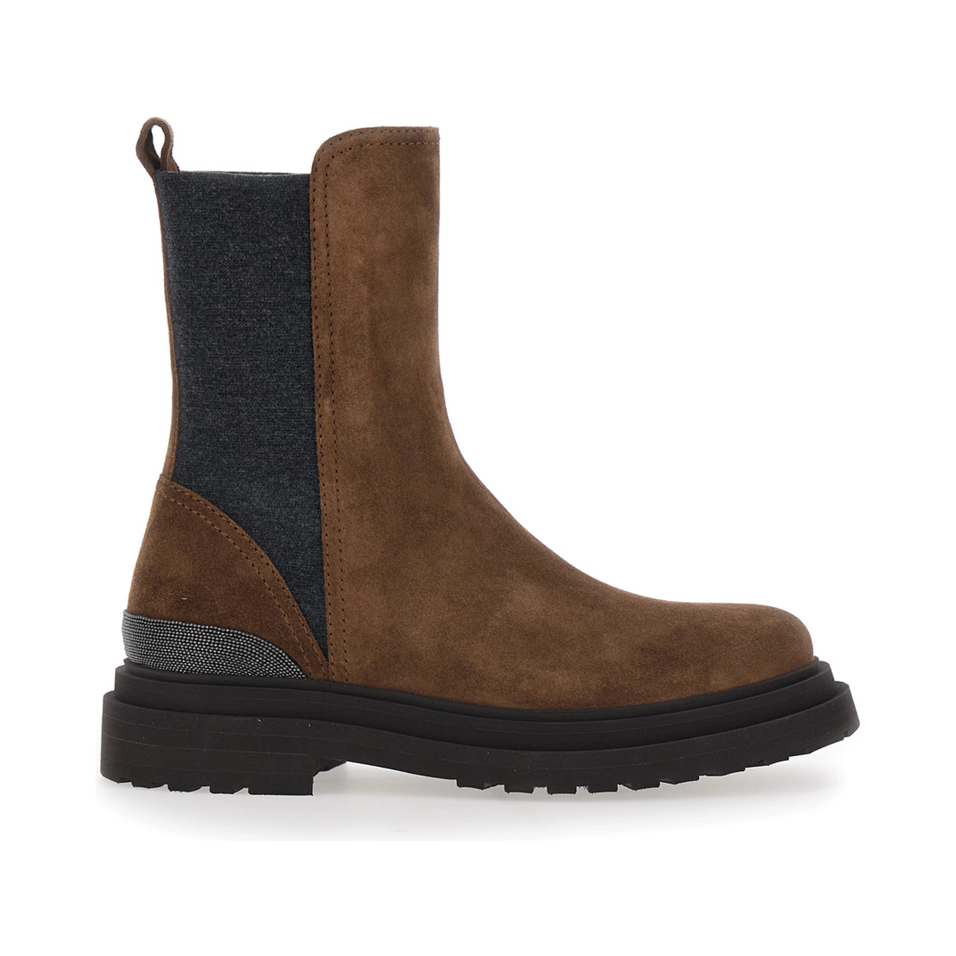 brown ankle boots with Monile detail on the back in suede for women