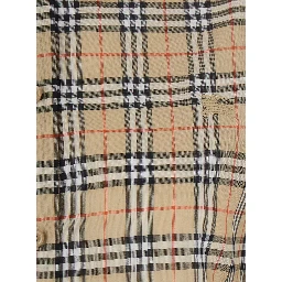 Emma Beige Shirt with EKD embroidery on the front and all-over Check motif in cotton for women