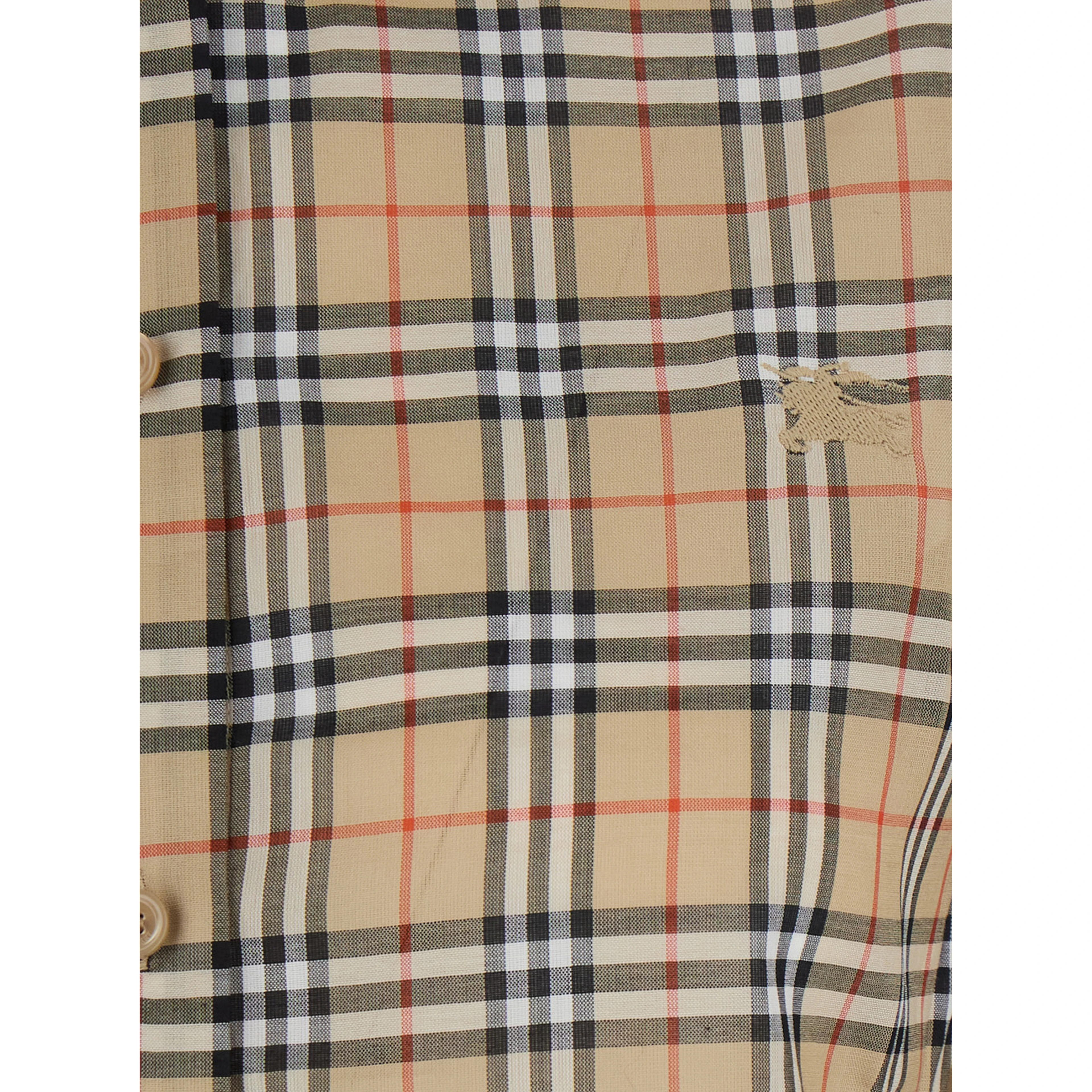 Emma Beige Shirt with EKD embroidery on the front and all-over Check motif in cotton for women