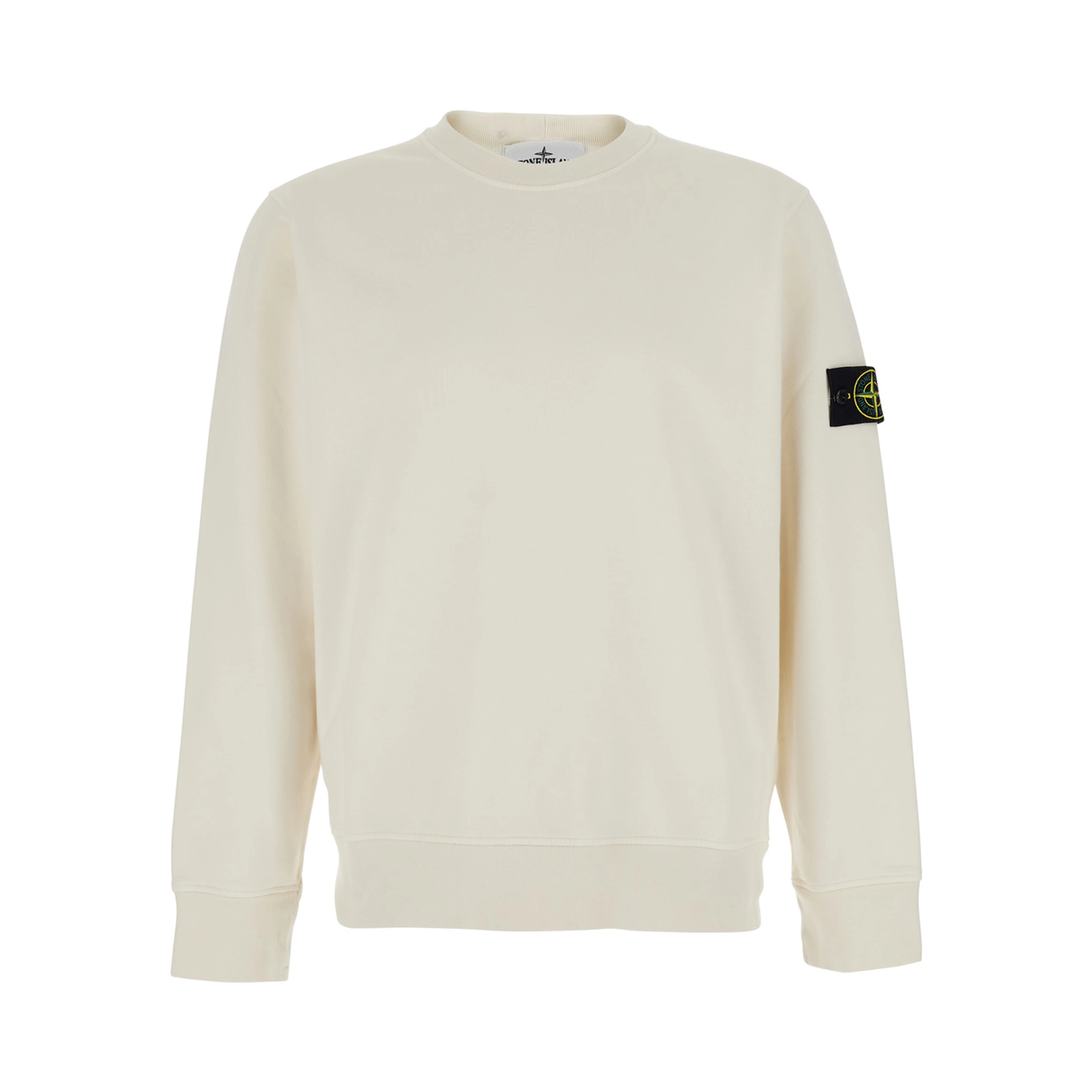 Hooded Sweatshirt with Fixed Hood and Front Logo in White