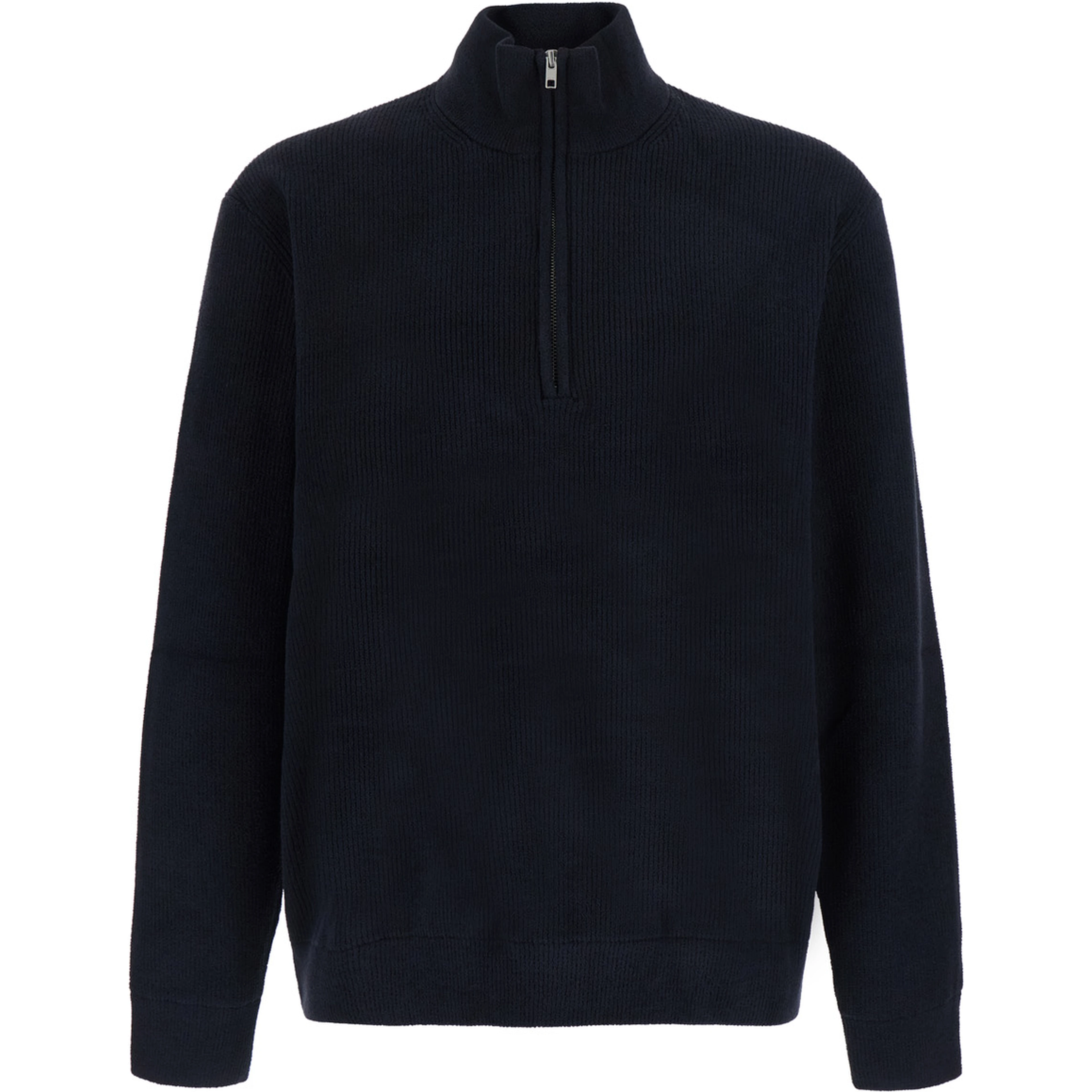 Blue Sweater with Turtleneck and Half Zip Closure on the Front in Wool Blend for Men