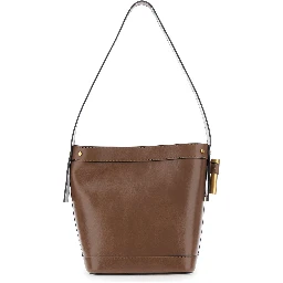 Brown Shoulder bag with chain strap and Medusa Head on the front in leather for women