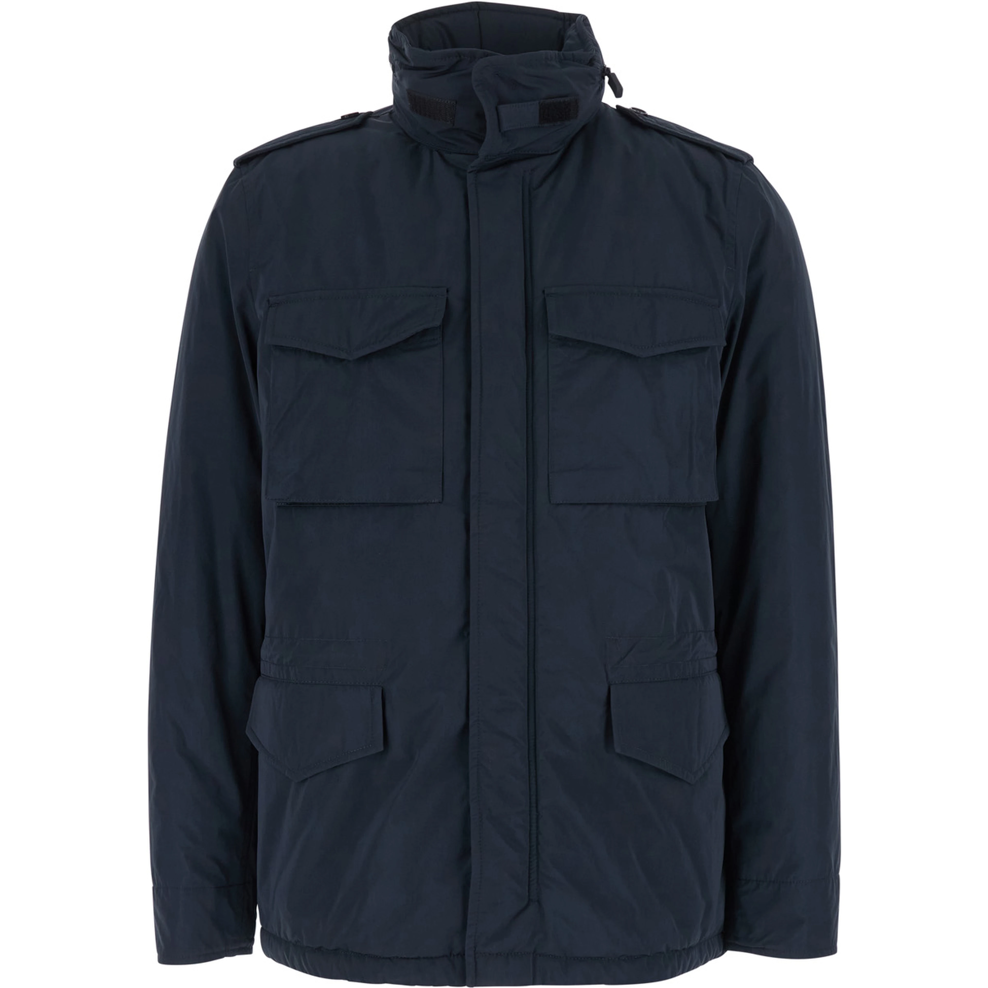 Blue Jacket with Front Zip Closure and Side Pockets in Tech Fabric Men