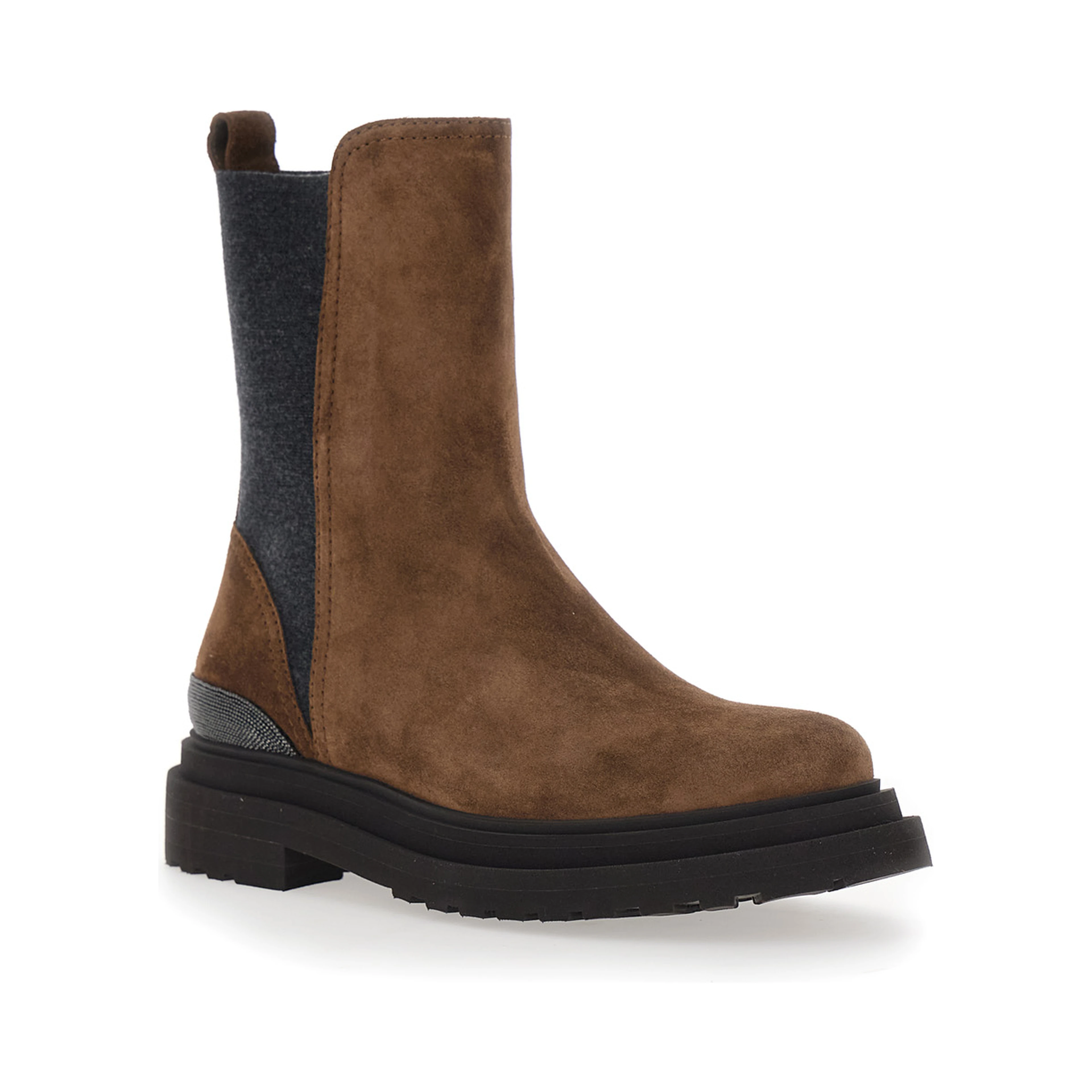 brown ankle boots with Monile detail on the back in suede for women