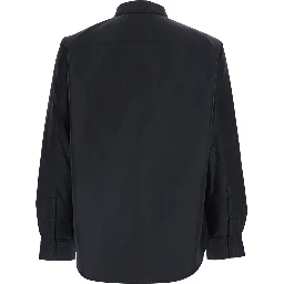Blue Jacket with pointed collar and button closure in Tech Fabric men