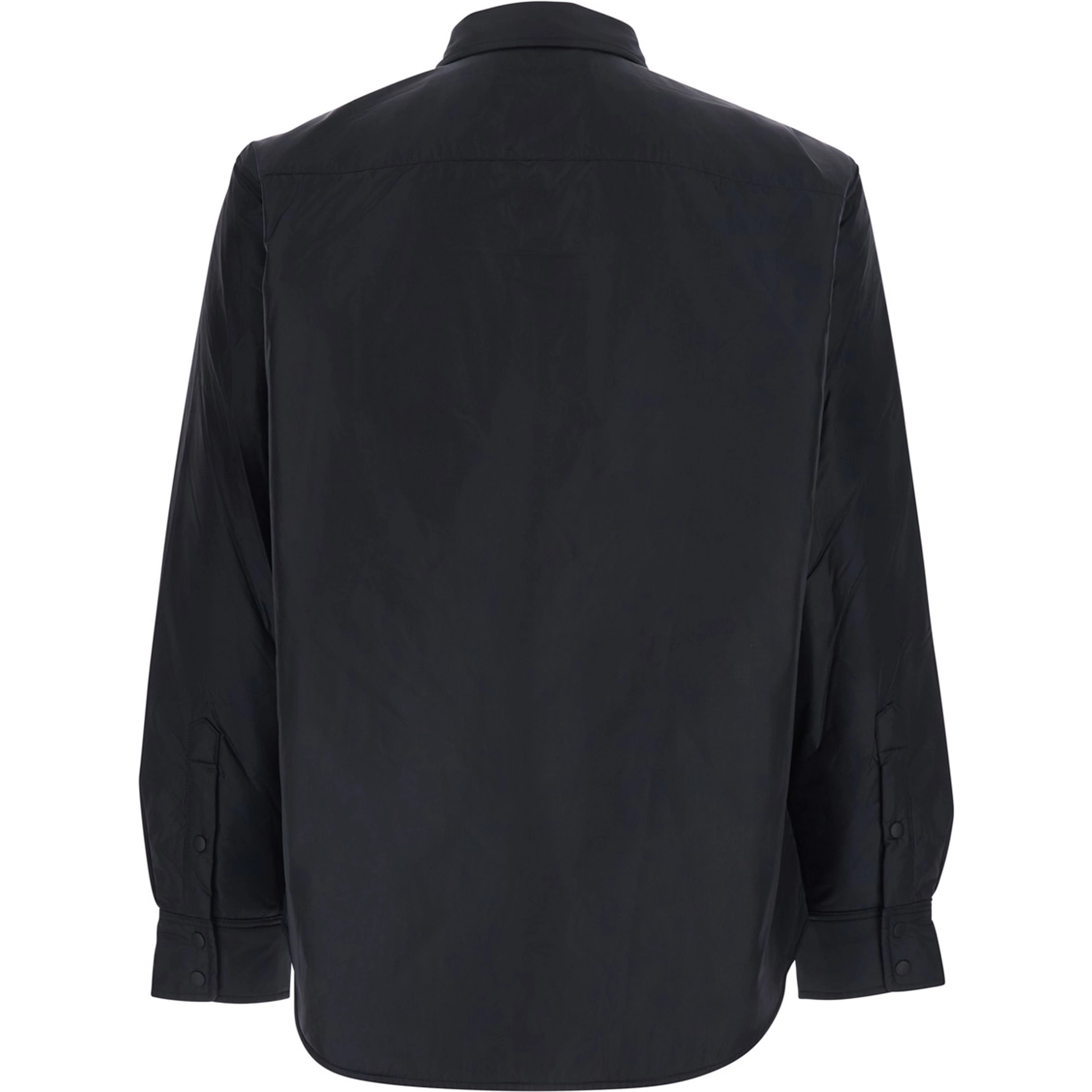 Blue Jacket with pointed collar and button closure in Tech Fabric men