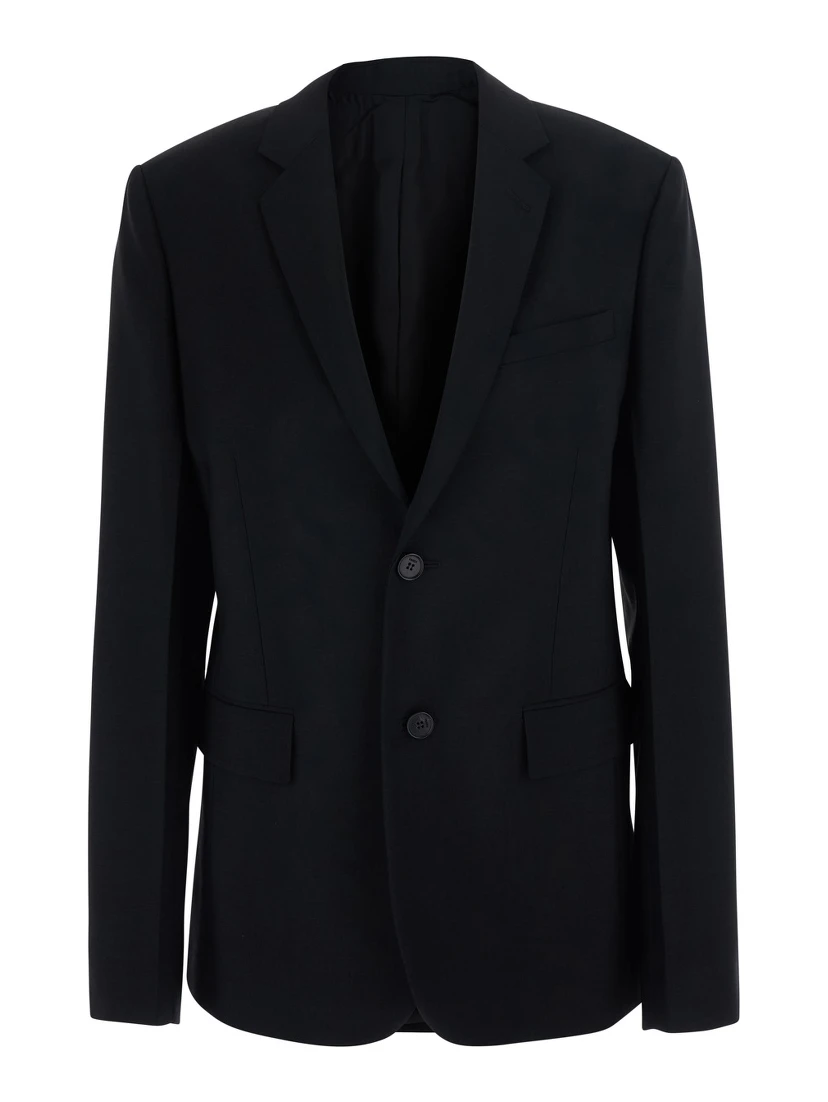 black Jacket with Notched revers in wool and mohair for women