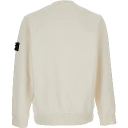 Hooded Sweatshirt with Fixed Hood and Front Logo in White