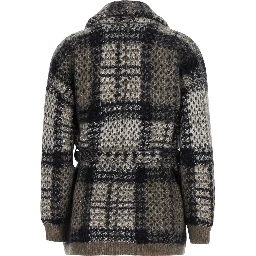 Multicolor Cardigan with belt and all-over applied sequins in mohair and wool Blend women