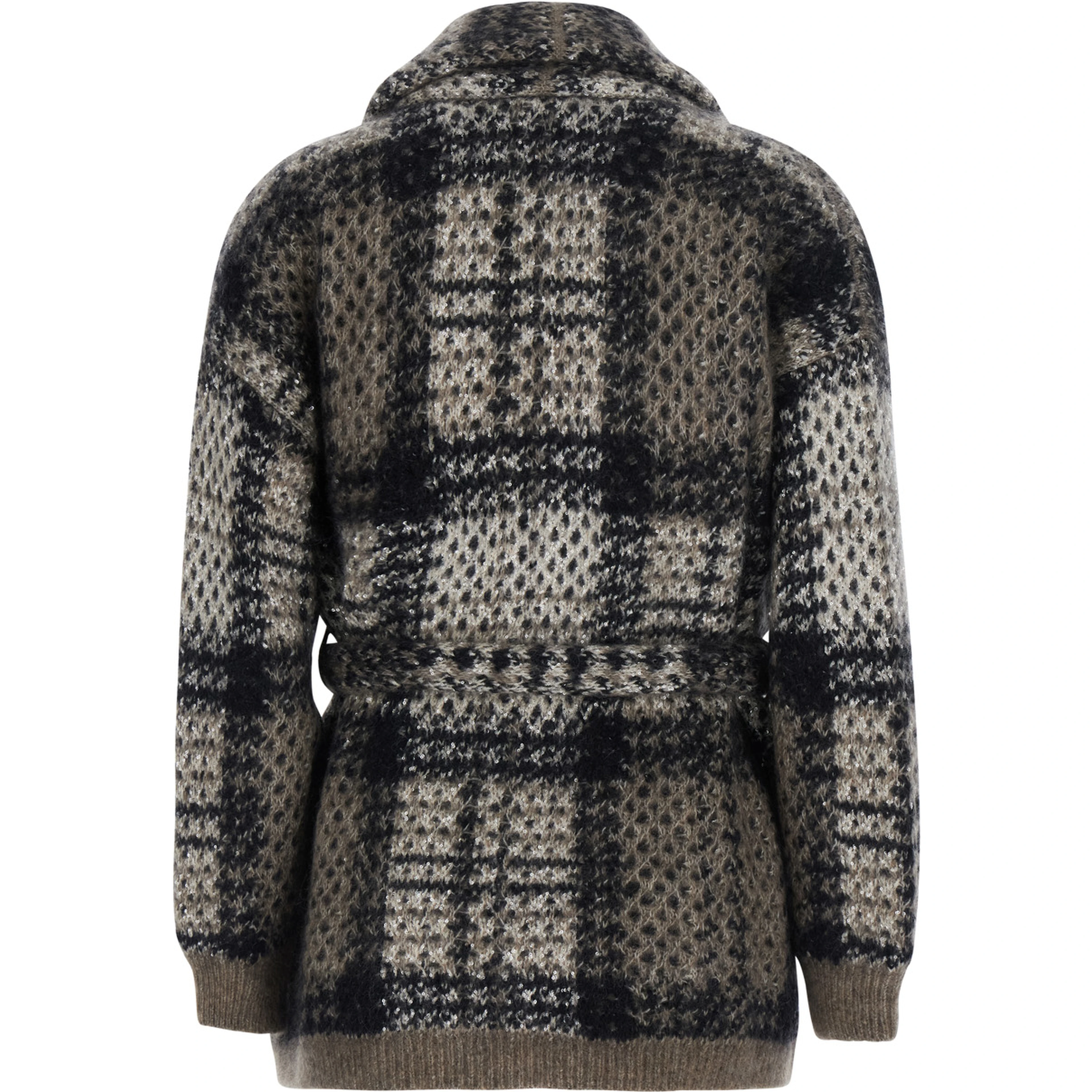 Multicolor Cardigan with belt and all-over applied sequins in mohair and wool Blend women