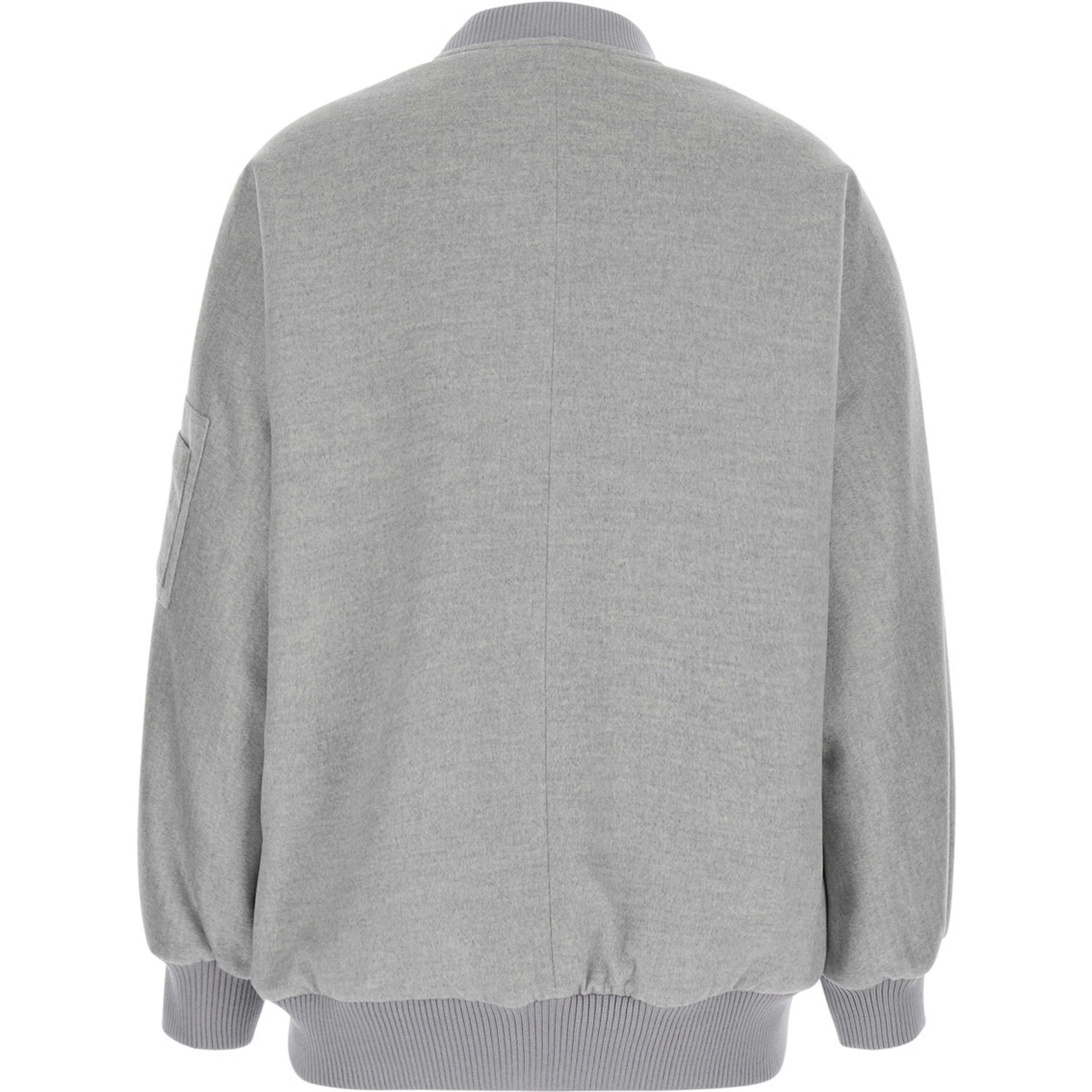 Gray Reversible Bomber Jacket with ribbed finishes and zip pocket on the sleeve in blend wool for women