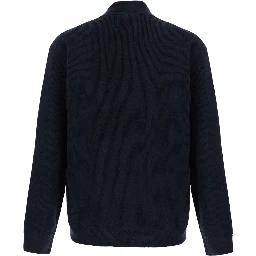 Blue Sweater with Turtleneck and Half Zip Closure on the Front in Wool Blend for Men