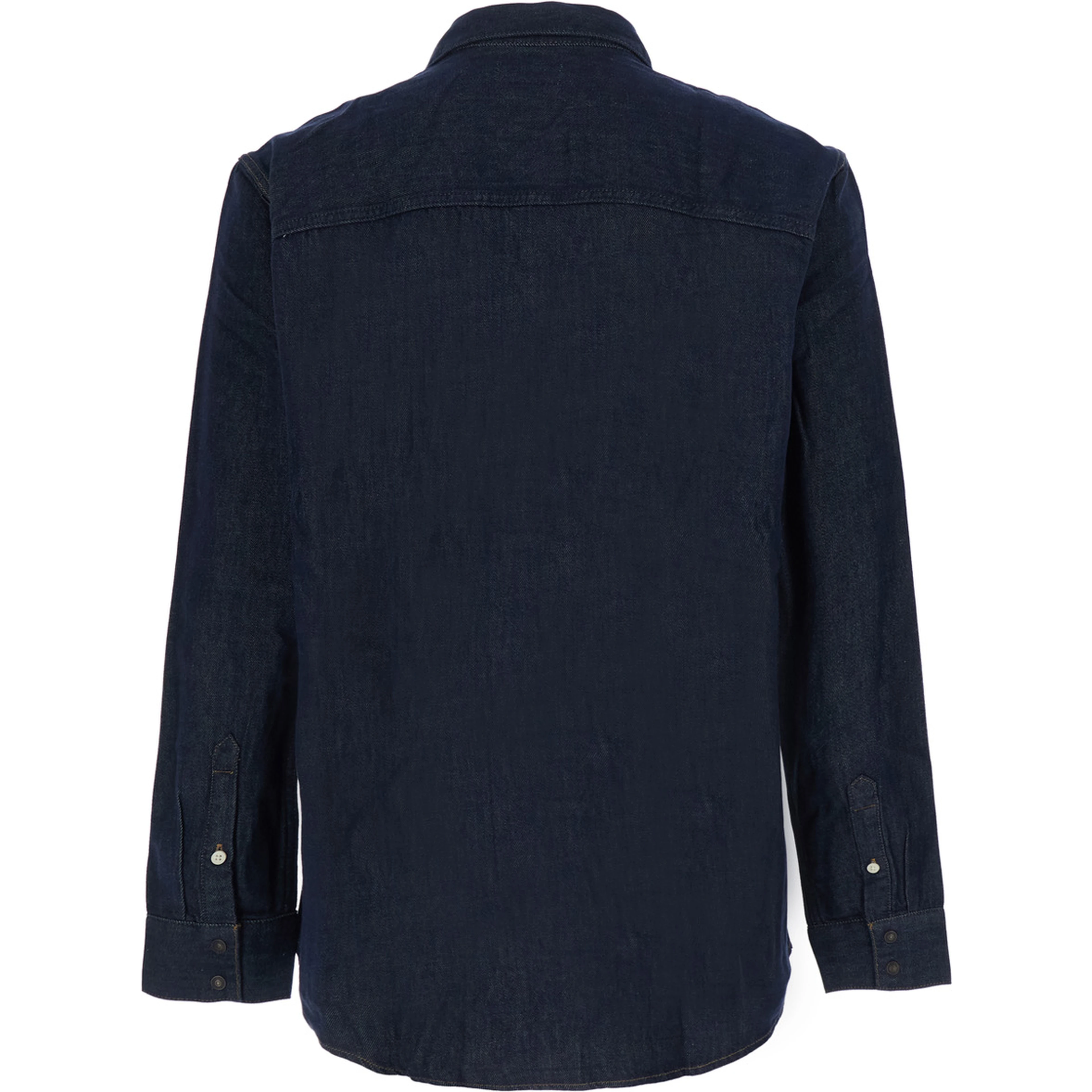 Blue Shirt with classic collar and patch pockets in denim for men