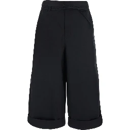 Le Pantalon Marin Black Pants with Removable Belt and Wide Leg in Cotton for Men