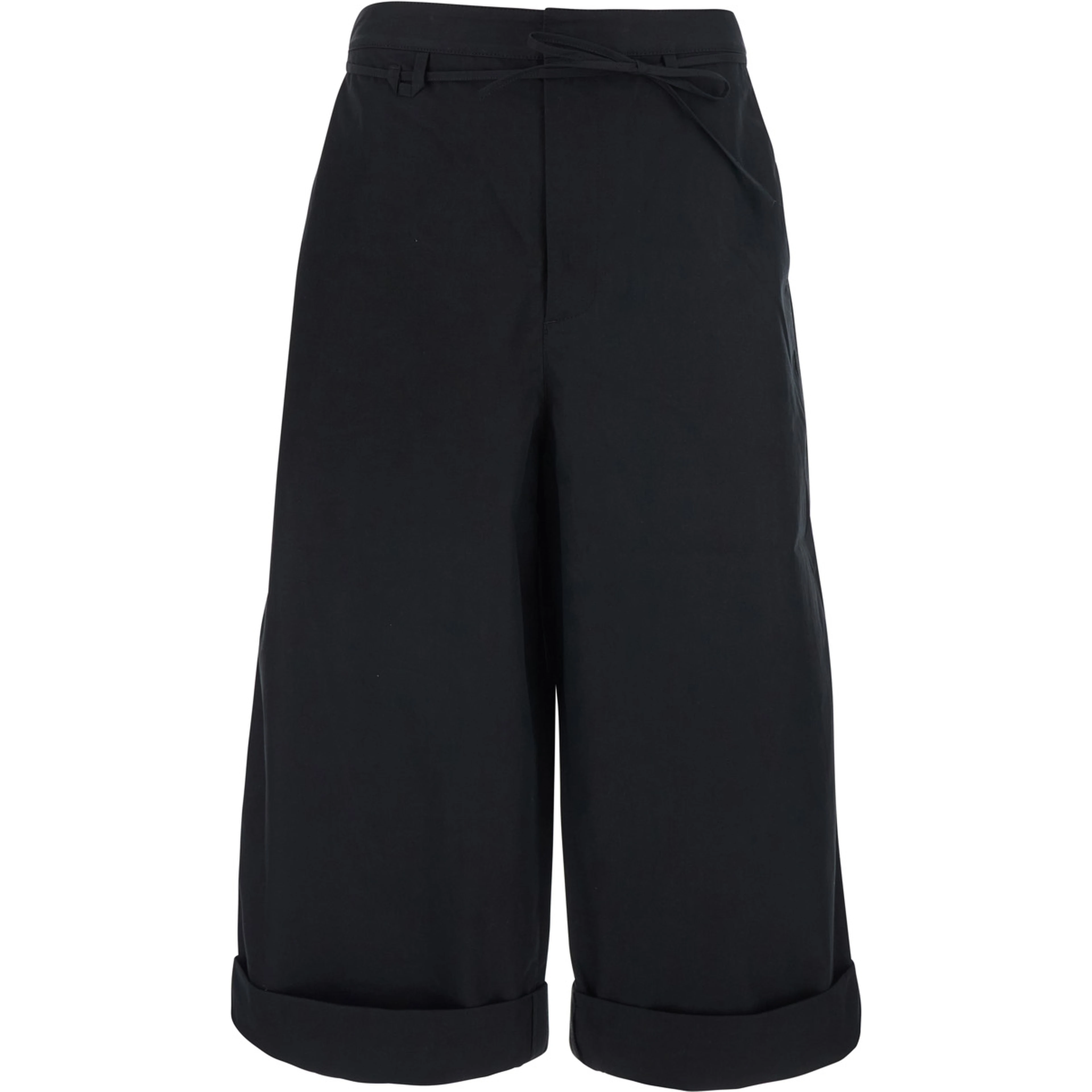 Le Pantalon Marin Black Pants with Removable Belt and Wide Leg in Cotton for Men
