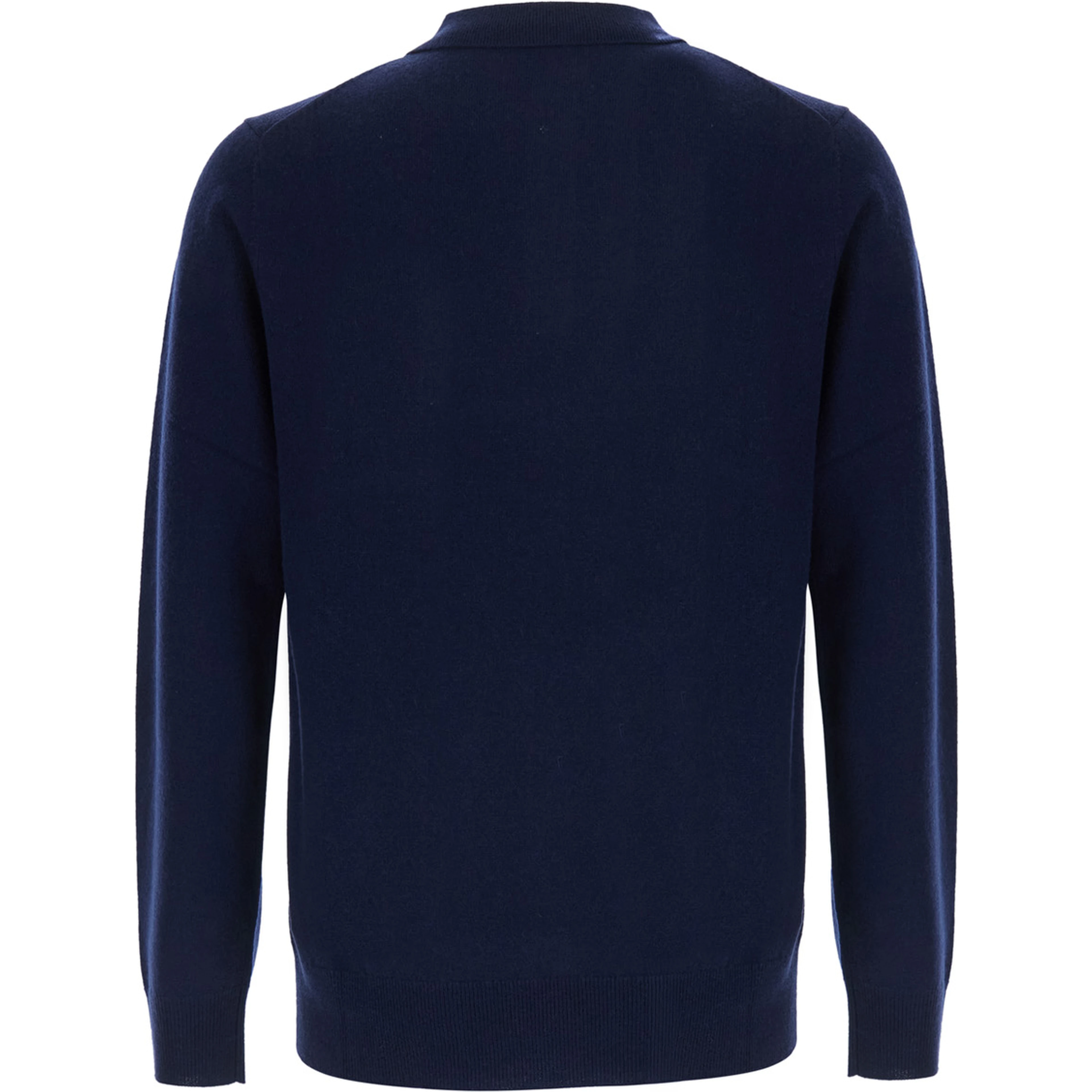 Blue Long Sleeve Polo Shirt with Collar in Blend Wool and Cashmere Men