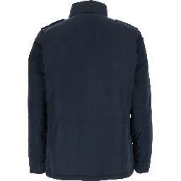 Blue Jacket with Front Zip Closure and Side Pockets in Tech Fabric Men