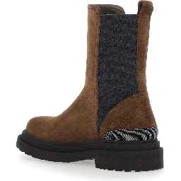 brown ankle boots with Monile detail on the back in suede for women