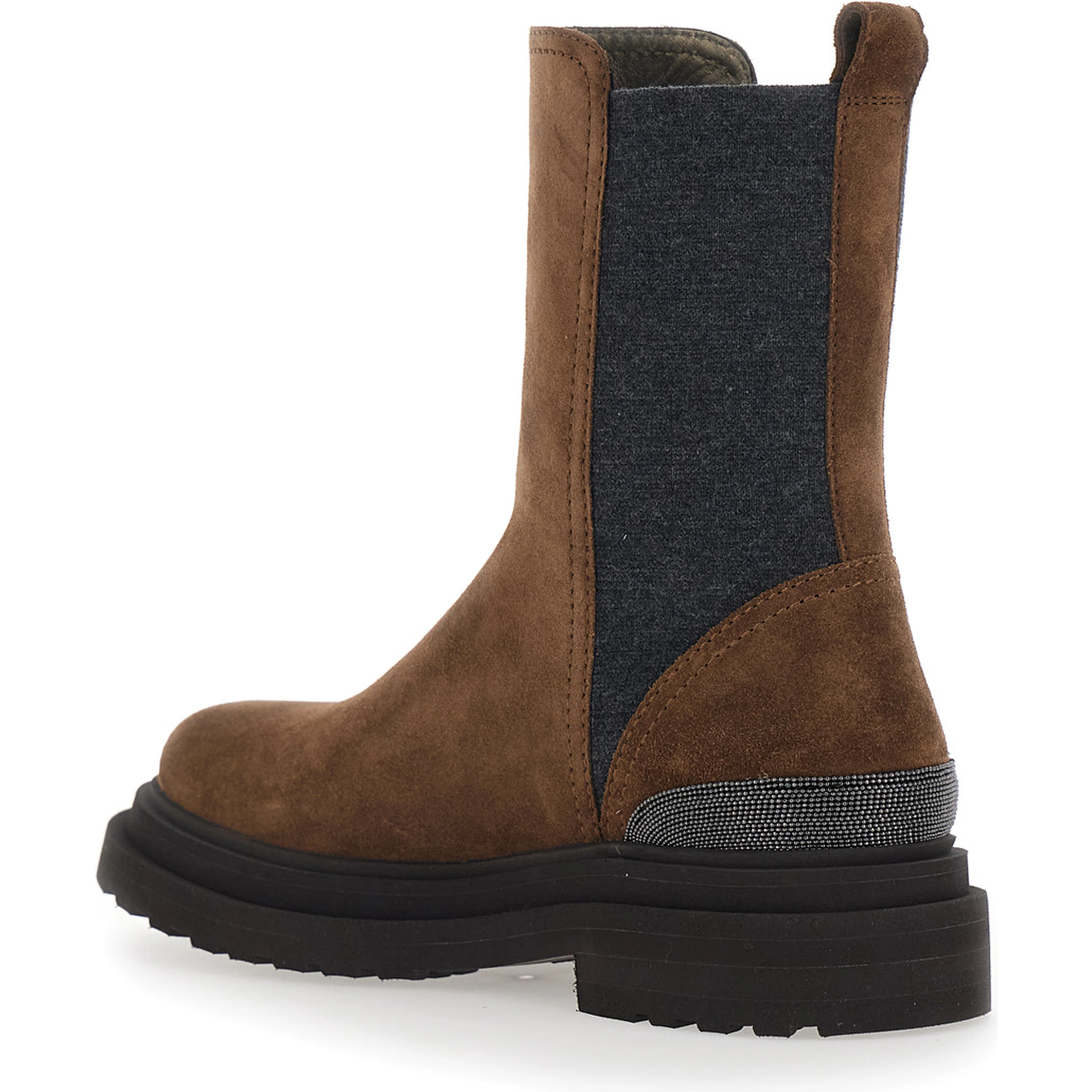 brown ankle boots with Monile detail on the back in suede for women