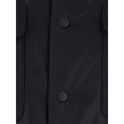 Blue Jacket with pointed collar and button closure in Tech Fabric men