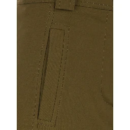 Adorni Green Pants with Button Hem and Patch Pockets in Cotton for Women