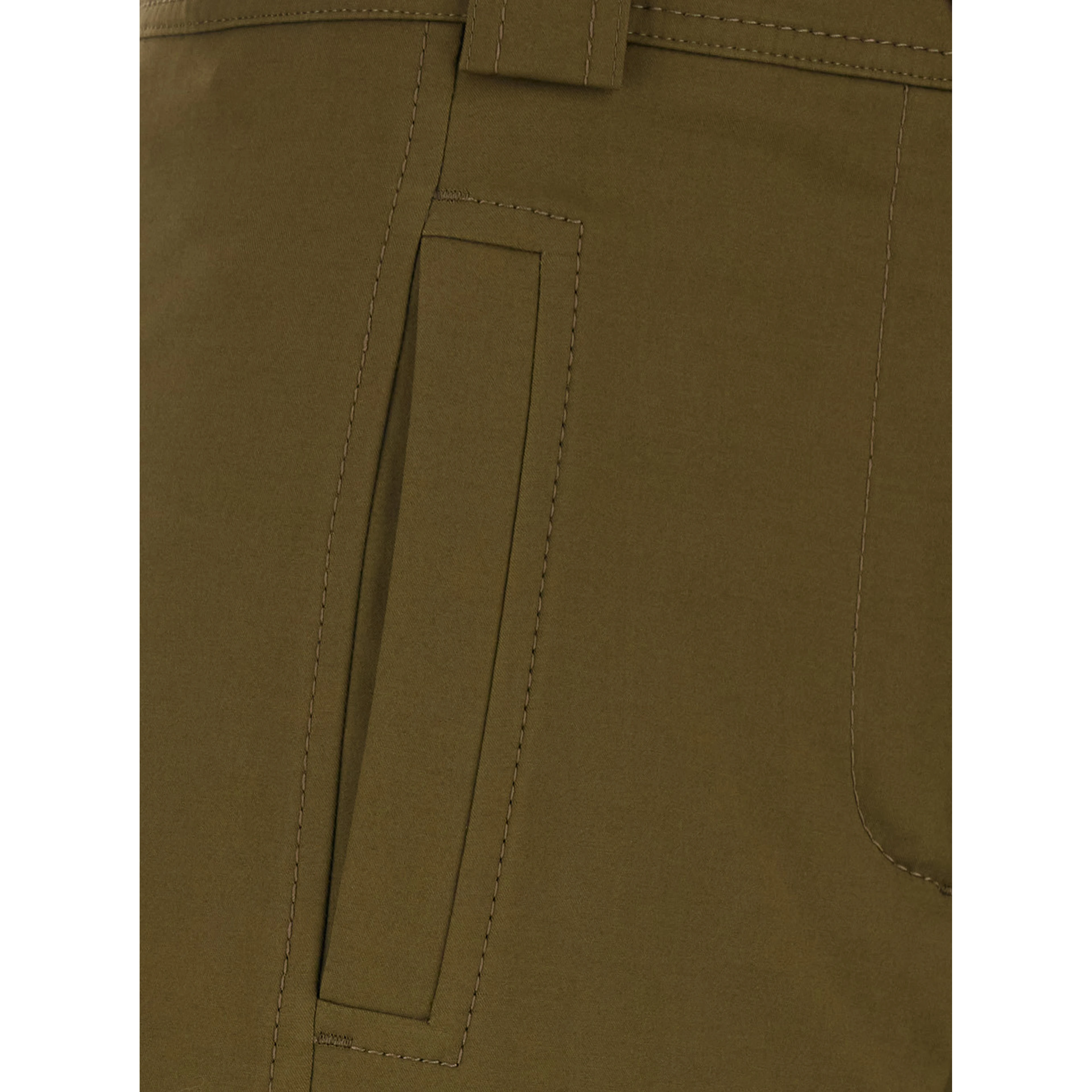 Adorni Green Pants with Button Hem and Patch Pockets in Cotton for Women