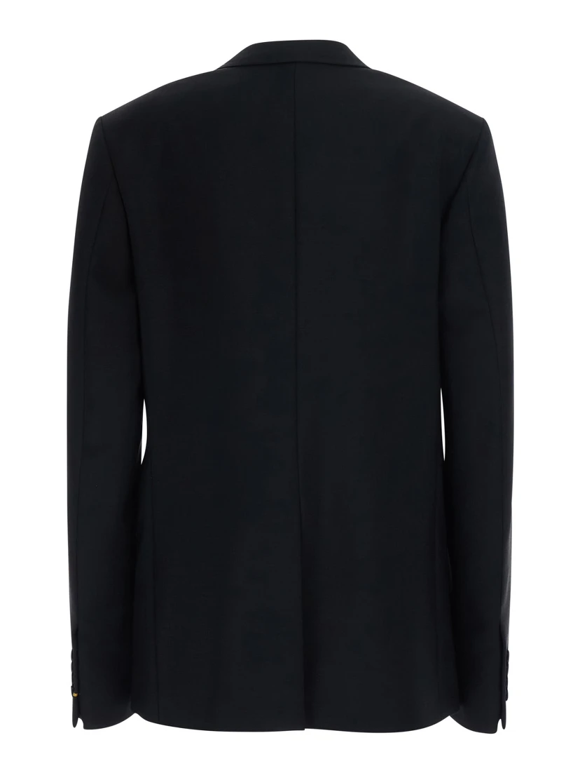 black Jacket with Notched revers in wool and mohair for women