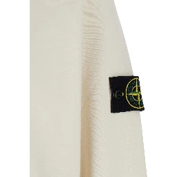 Hooded Sweatshirt with Fixed Hood and Front Logo in White