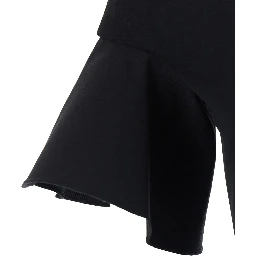 Cielo Black Long Dress with Off-shoulder and Hidden Zip Closure at the Back in Tech Fabric Women