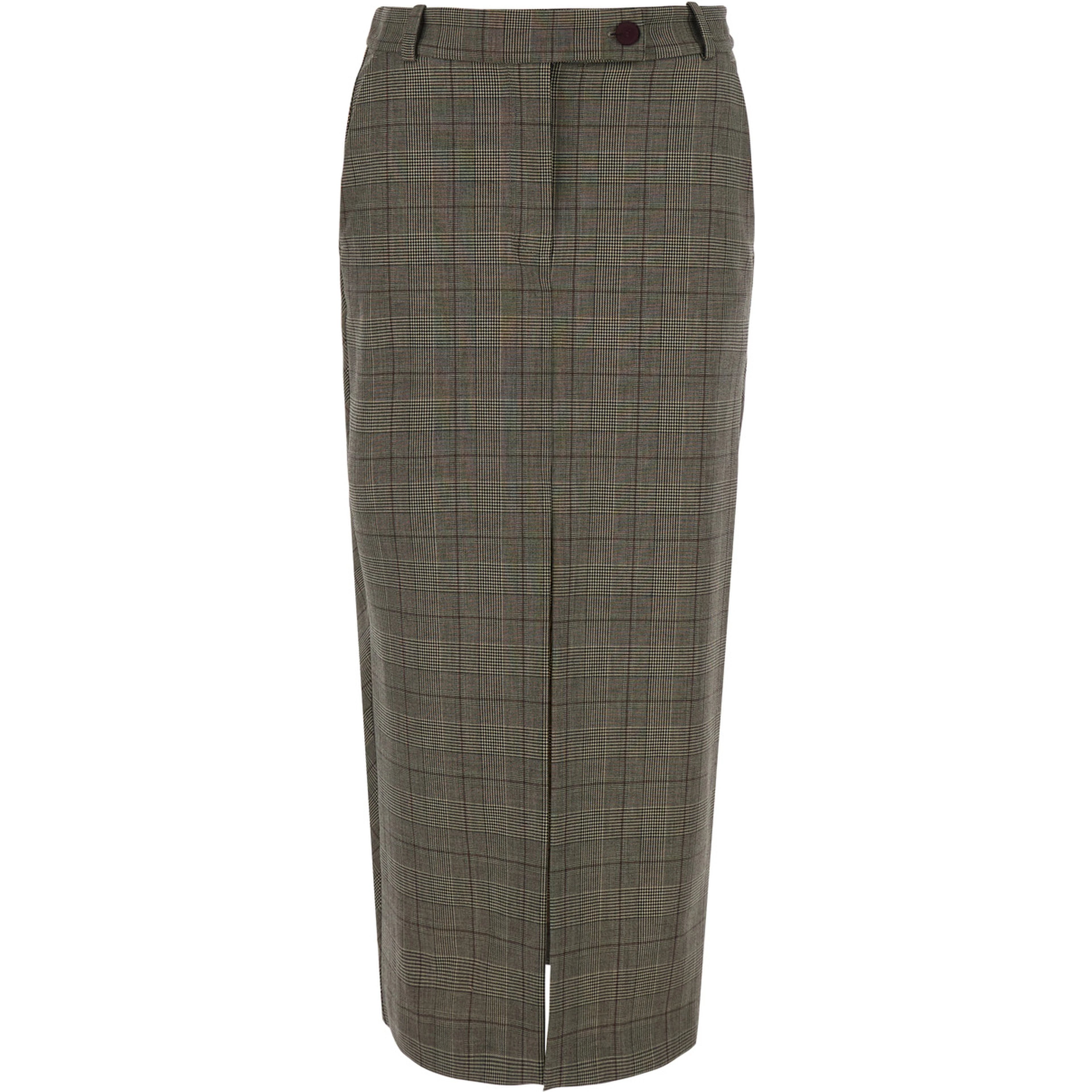 Grey Skirt with all-over stripe motif and patch on the back in Wool Blend for Women