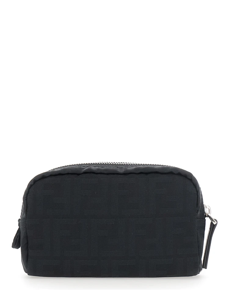 Black Pouch with Zip Closure in FF Canvas for Men alternative