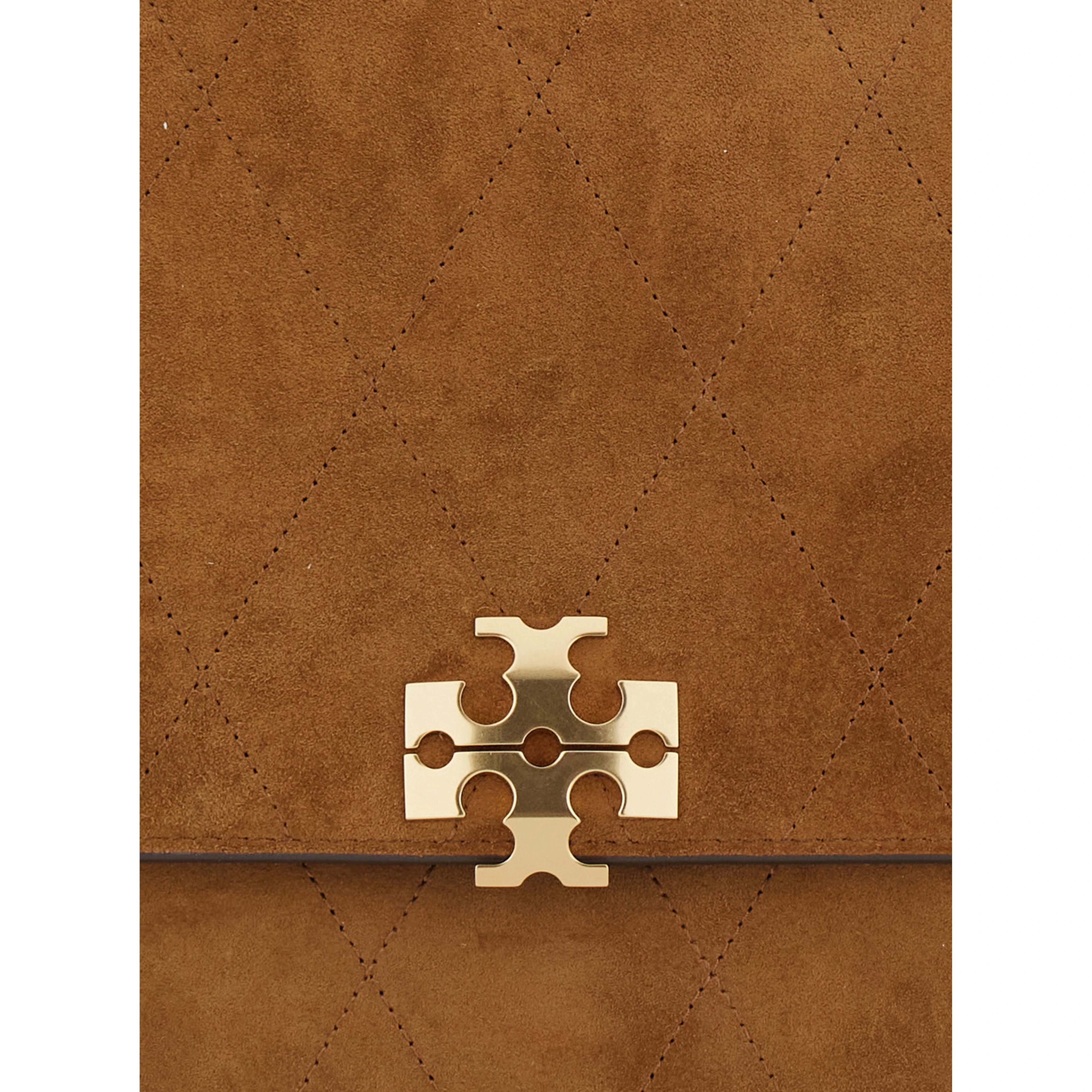 Charlie Brown Crossbody bag with sliding chain strap and logo plaque on the front in suede for women
