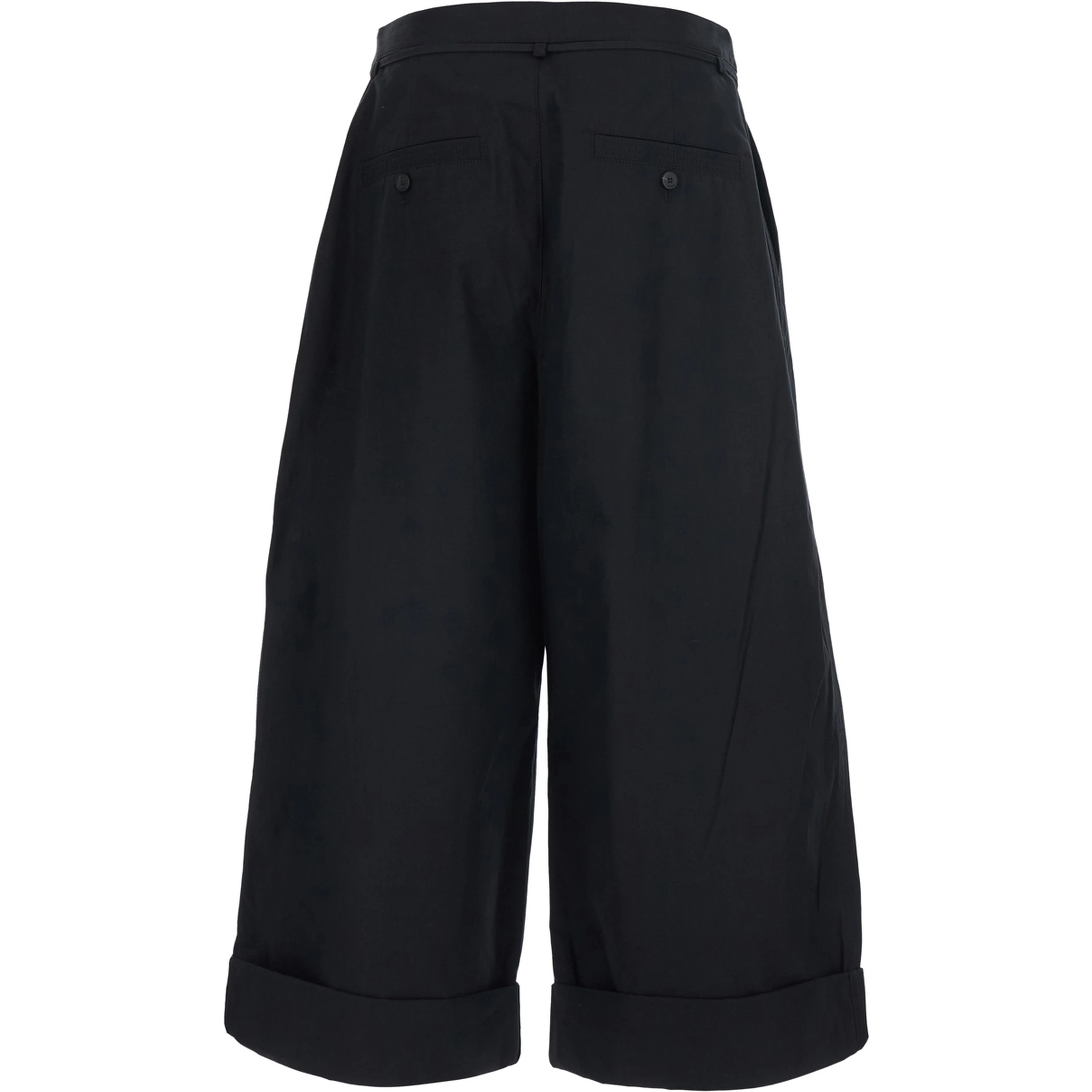 Le Pantalon Marin Black Pants with Removable Belt and Wide Leg in Cotton for Men