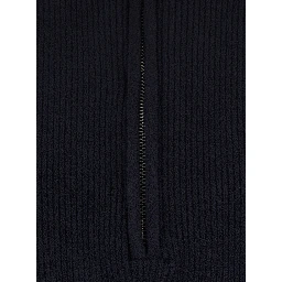 Blue Sweater with Turtleneck and Half Zip Closure on the Front in Wool Blend for Men